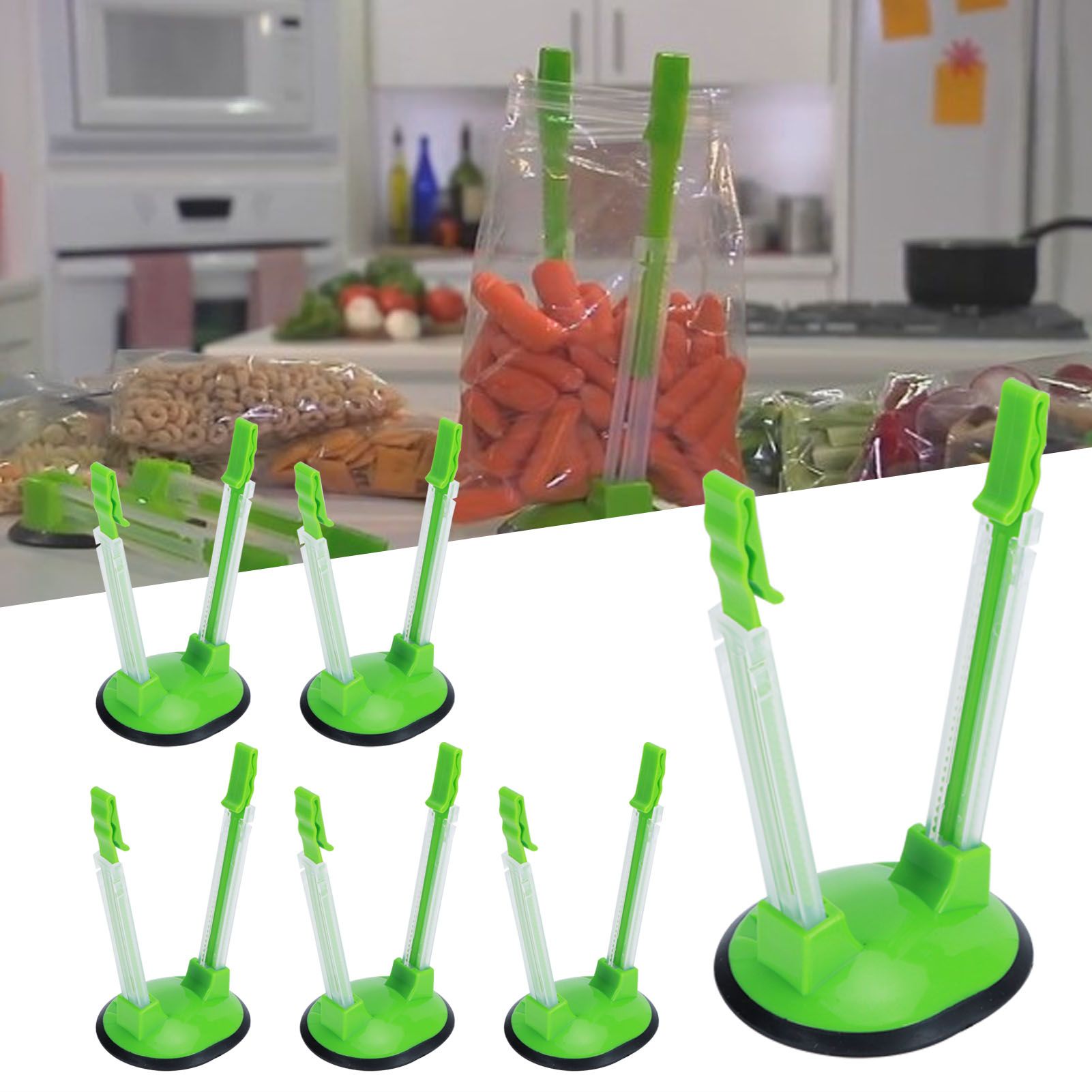 6Pcs Food Storage Bag Holder Stand HandsFree Bag Racks Home Kitchen Accessory view 9