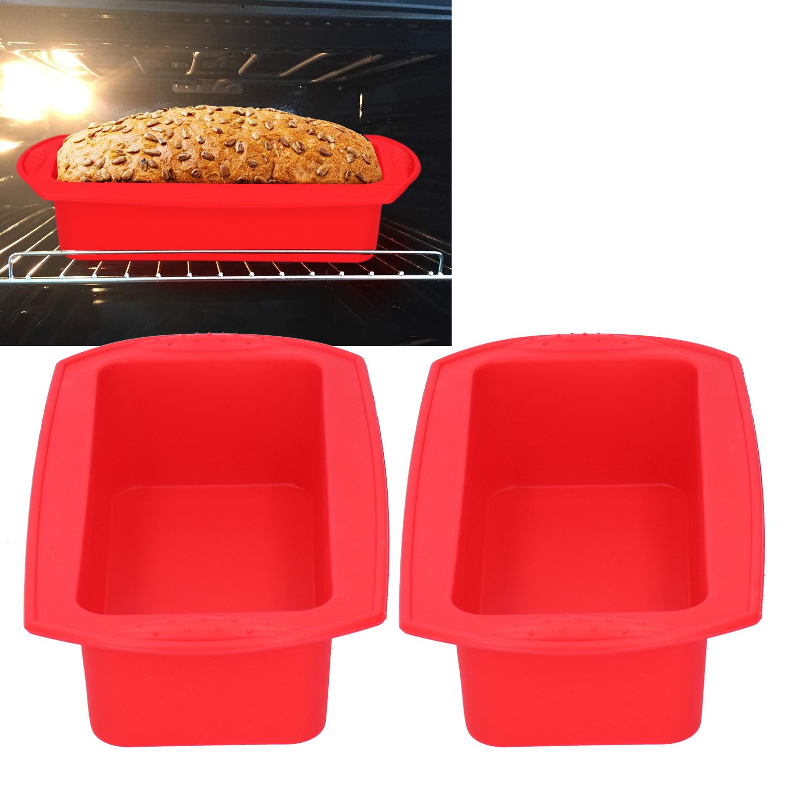 2Pcs Rectangle Silicone Cake Pan Bread Mold Baking Tool 2lb Cake Moulds view 10