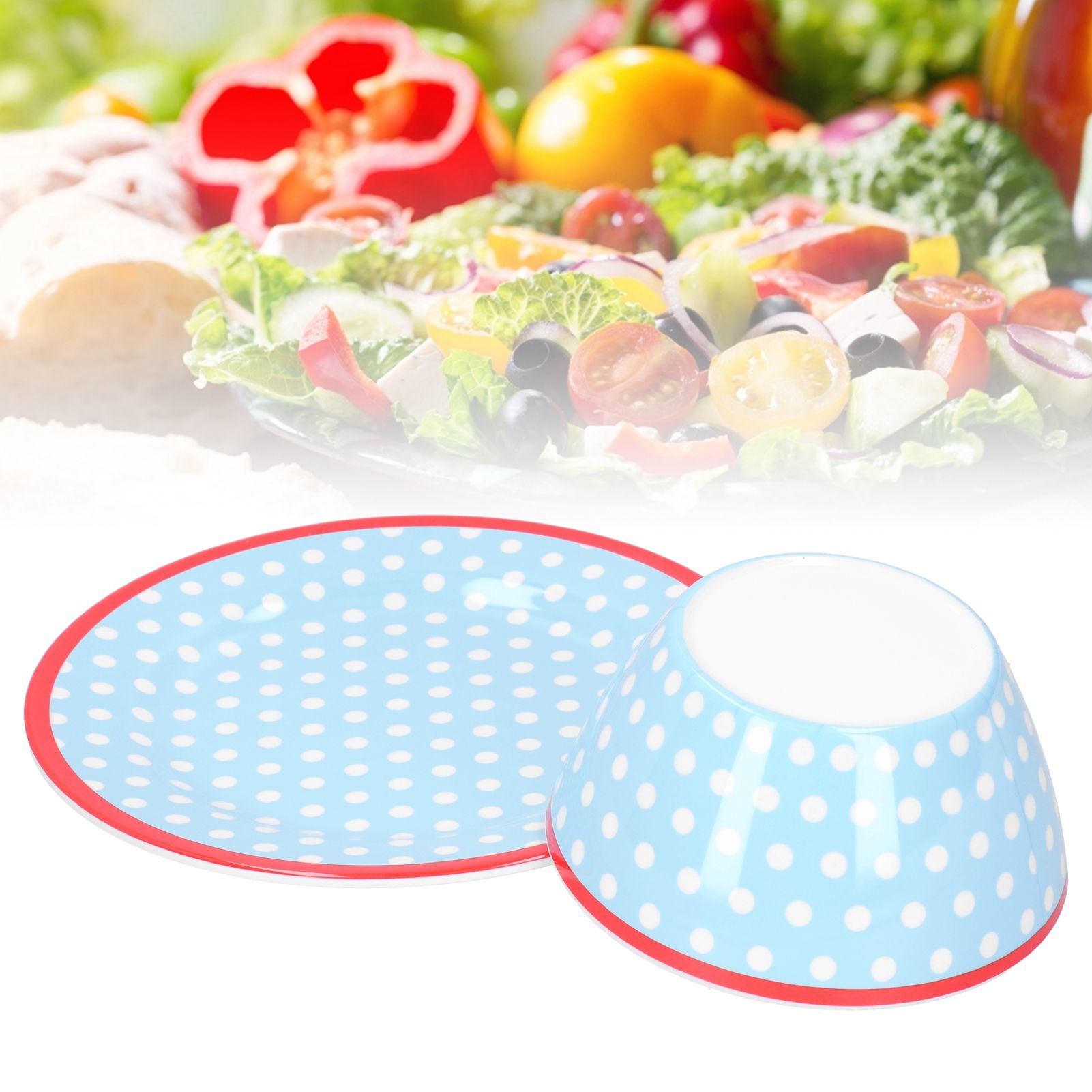 Bowl Dish Set Imitation Porcelain Fruit Salad Dessert Plate Dinnerware Tableware view 9