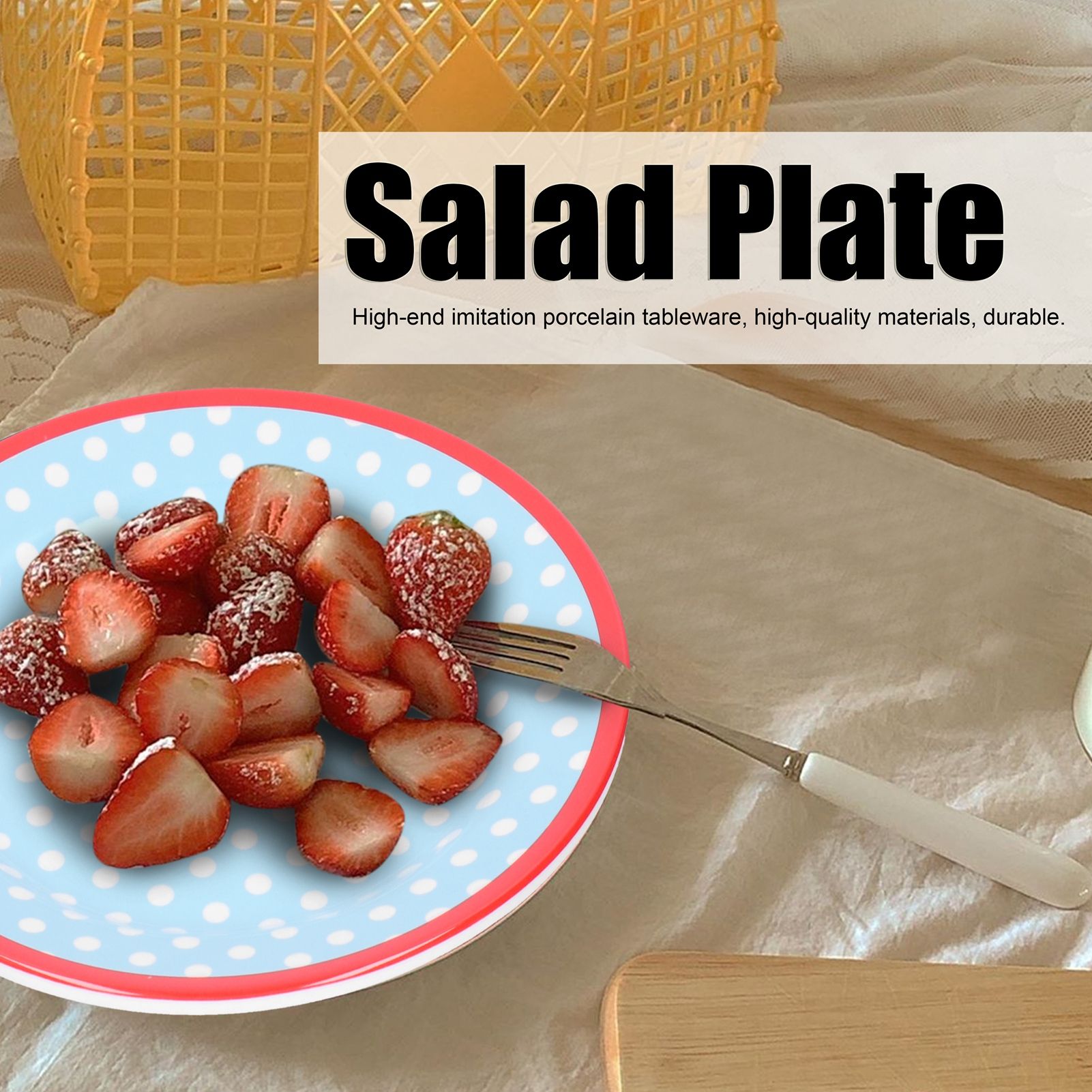 Bowl Dish Set Imitation Porcelain Fruit Salad Dessert Plate Dinnerware Tableware view 12