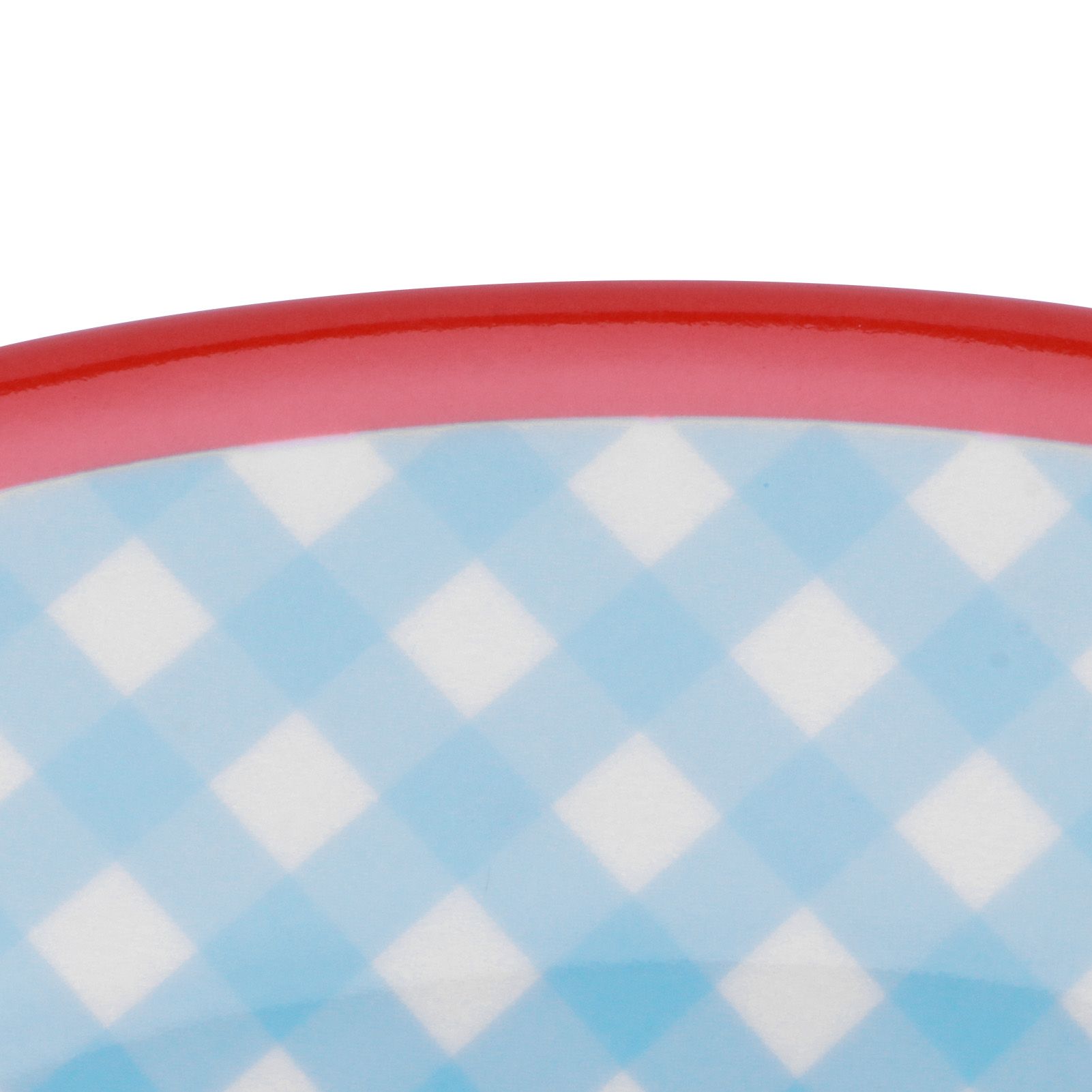4Pcs/Set Salad Bowl Dish Light Blue Grid Pattern Imitation Porcelain Snack view 12