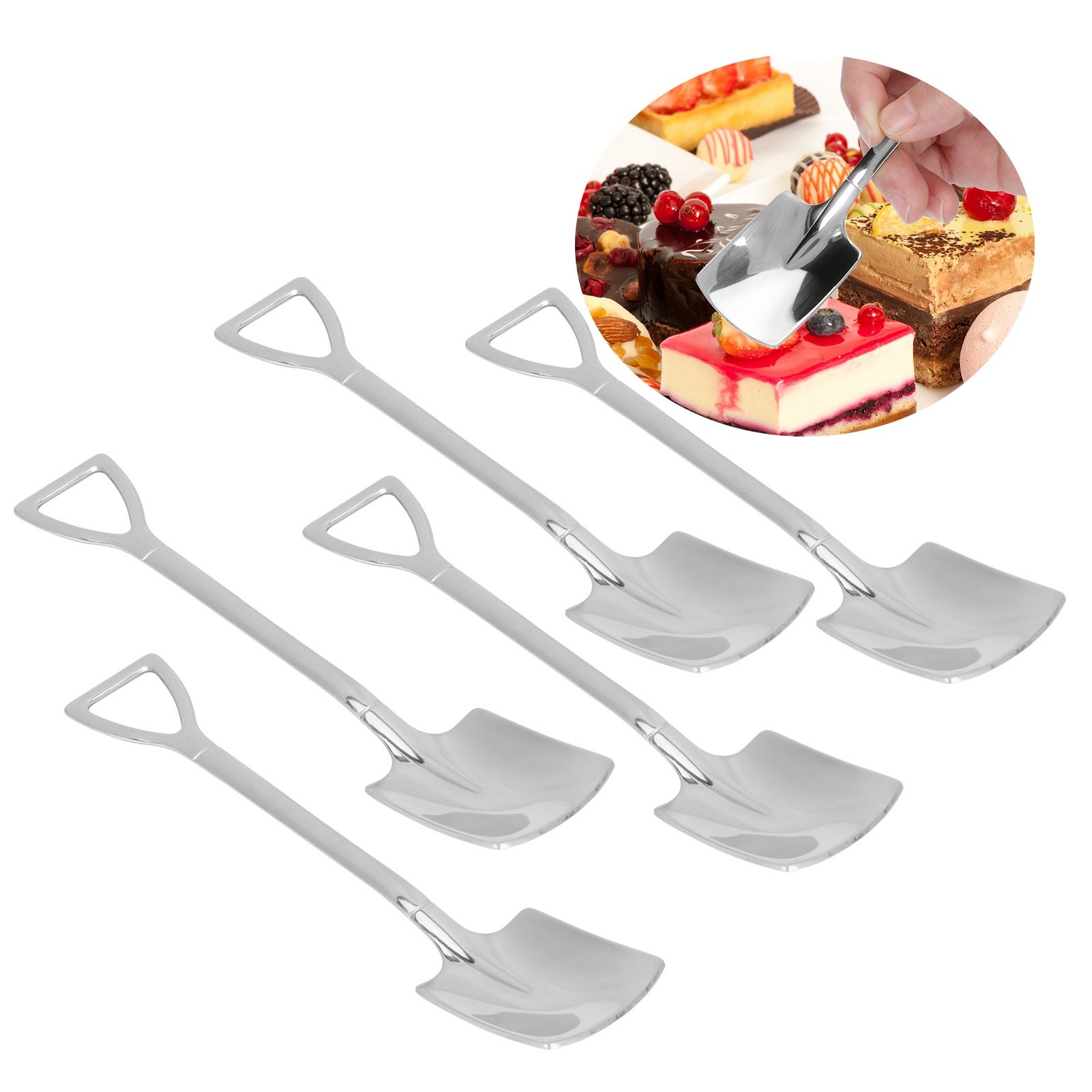 5pcs Dessert Coffee Spoons 304 Stainless Steel Ice Cream Dessert Cake Spoons view 9