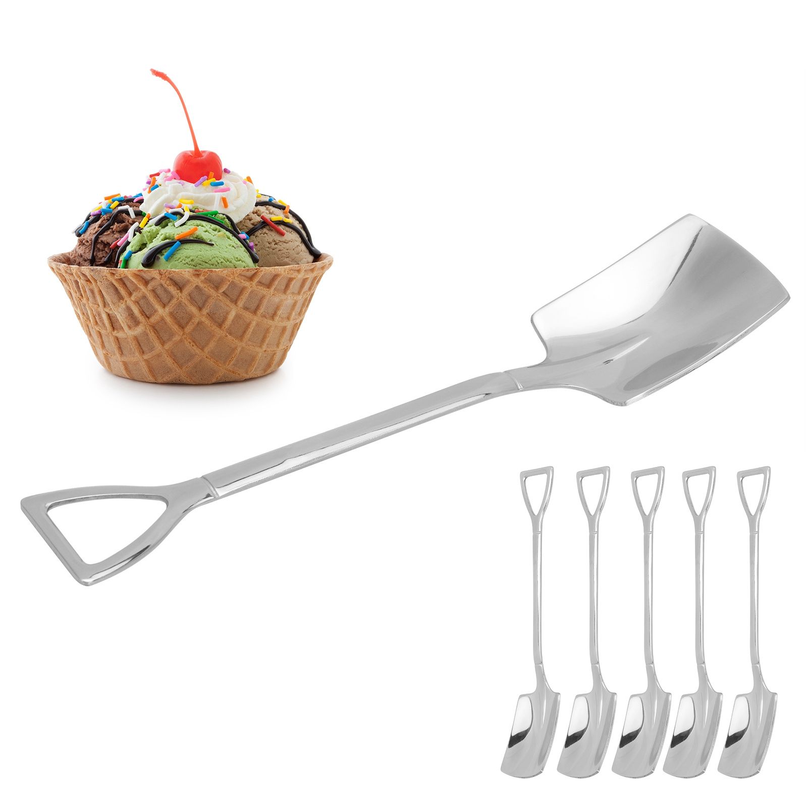 5pcs Dessert Coffee Spoons 304 Stainless Steel Ice Cream Dessert Cake Spoons view 10