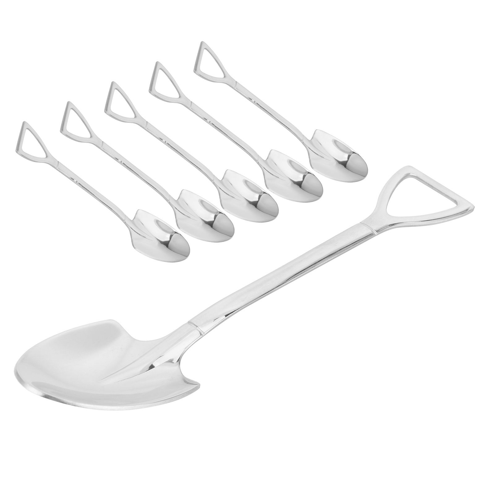 5pcs Dessert Coffee Spoons 304 Stainless Steel Ice Cream Dessert Cake Spoons view 3
