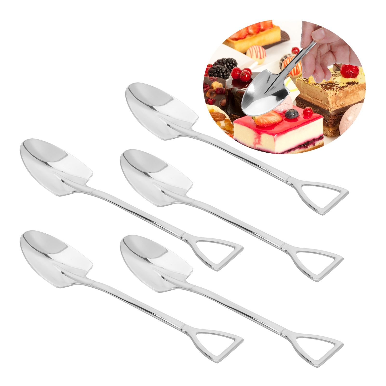 5pcs Dessert Coffee Spoons 304 Stainless Steel Ice Cream Dessert Cake Spoons view 9