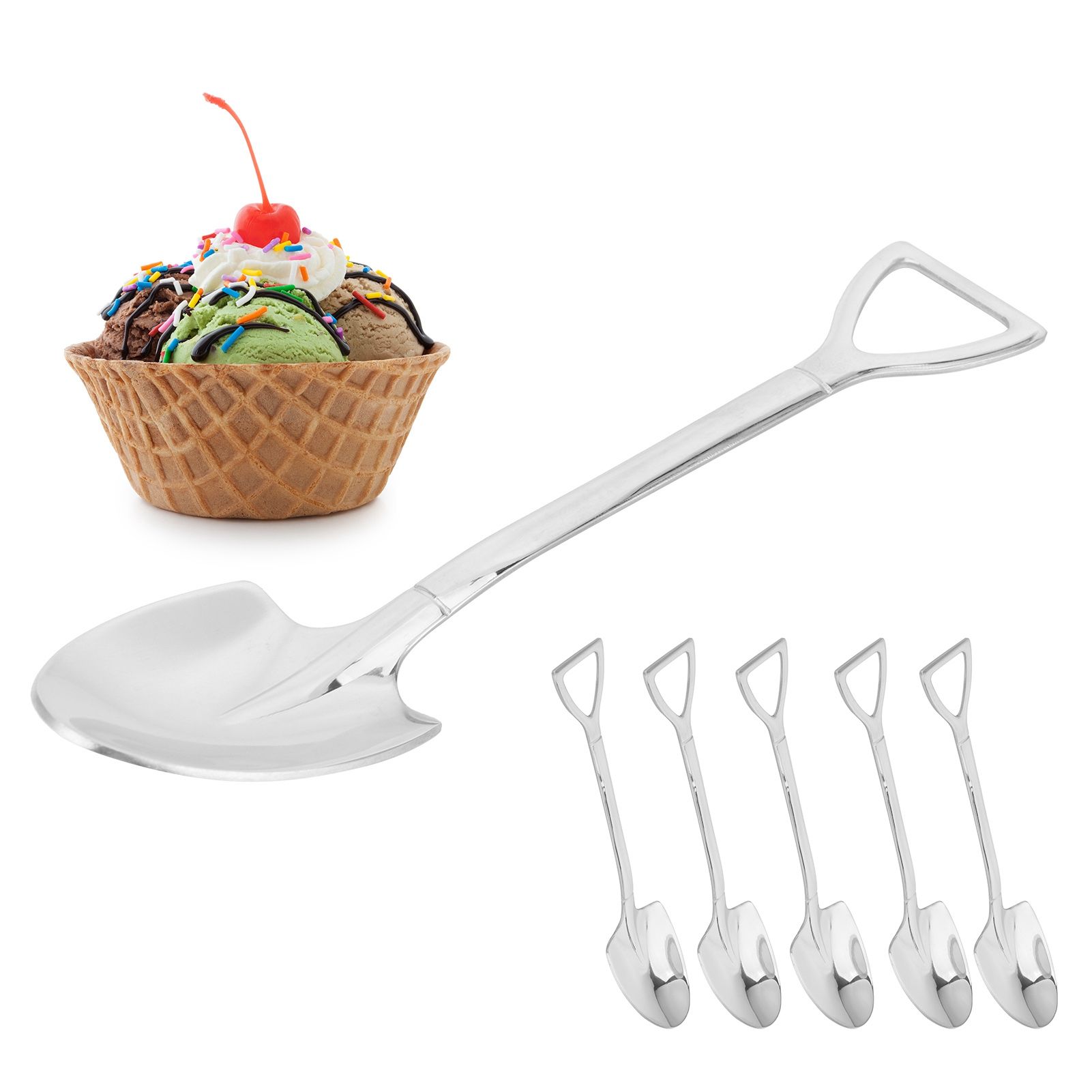 5pcs Dessert Coffee Spoons 304 Stainless Steel Ice Cream Dessert Cake Spoons view 10