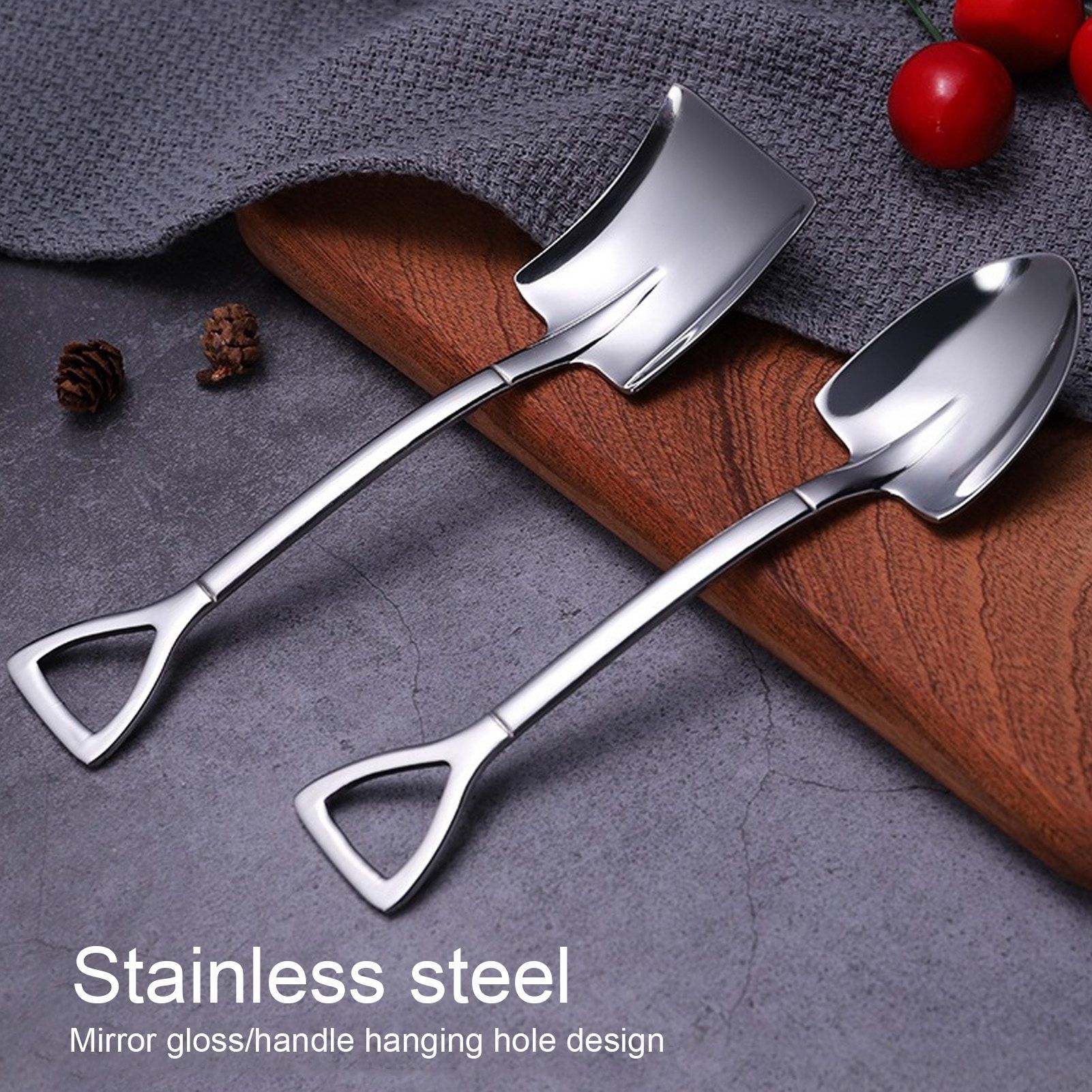 5pcs Dessert Coffee Spoons 304 Stainless Steel Ice Cream Dessert Cake Spoons view 15