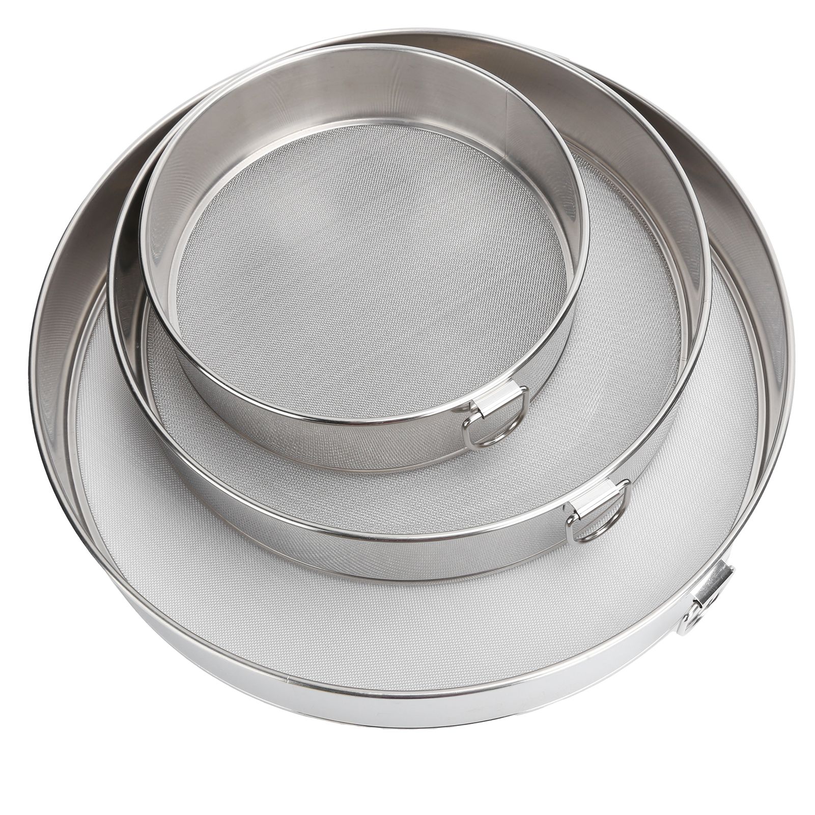 3Pcs Flour Sieve Set 304 Stainless Steel Round Flour Powder Filter Sifter view 2