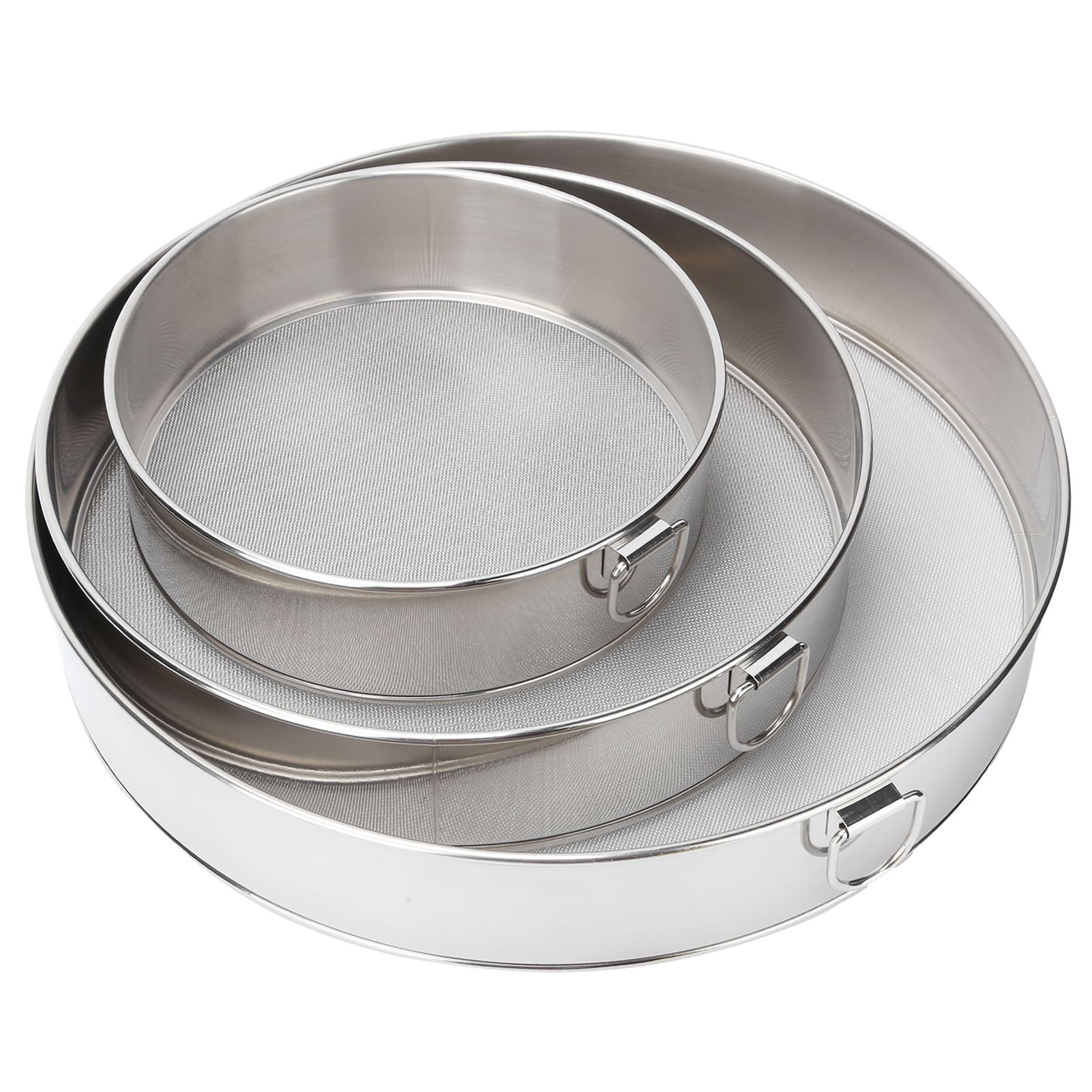 3Pcs Flour Sieve Set 304 Stainless Steel Round Flour Powder Filter Sifter view 3