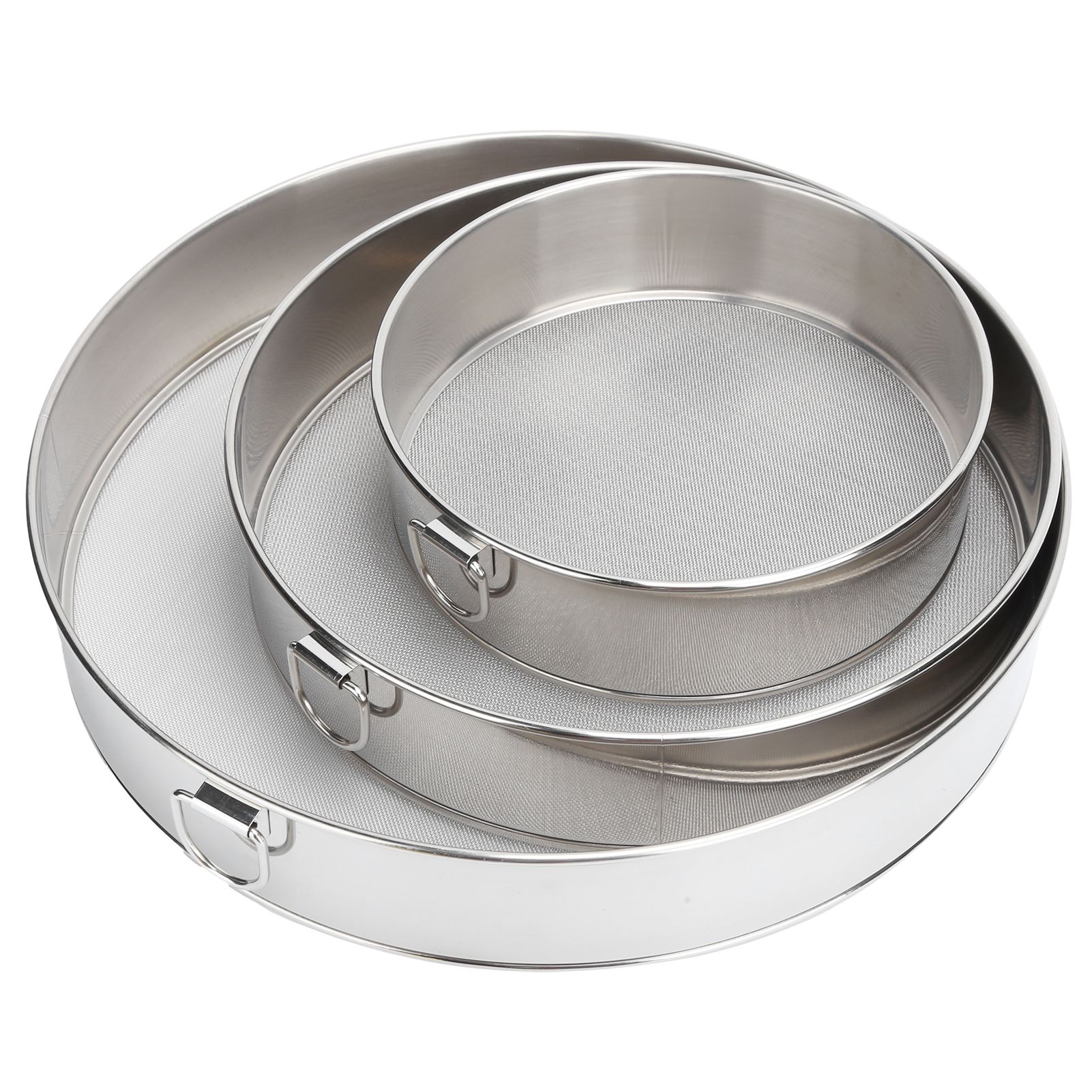 3Pcs Flour Sieve Set 304 Stainless Steel Round Flour Powder Filter Sifter view 5