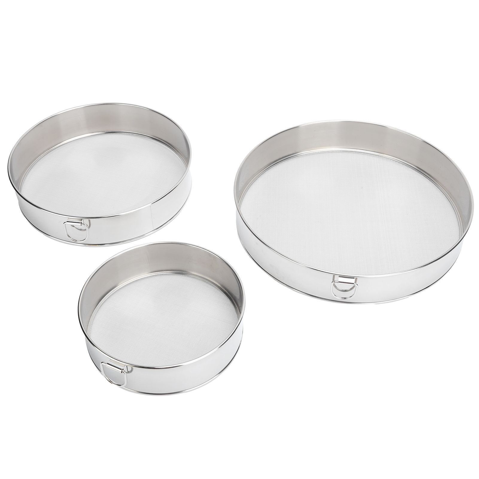 3Pcs Flour Sieve Set 304 Stainless Steel Round Flour Powder Filter Sifter view 6
