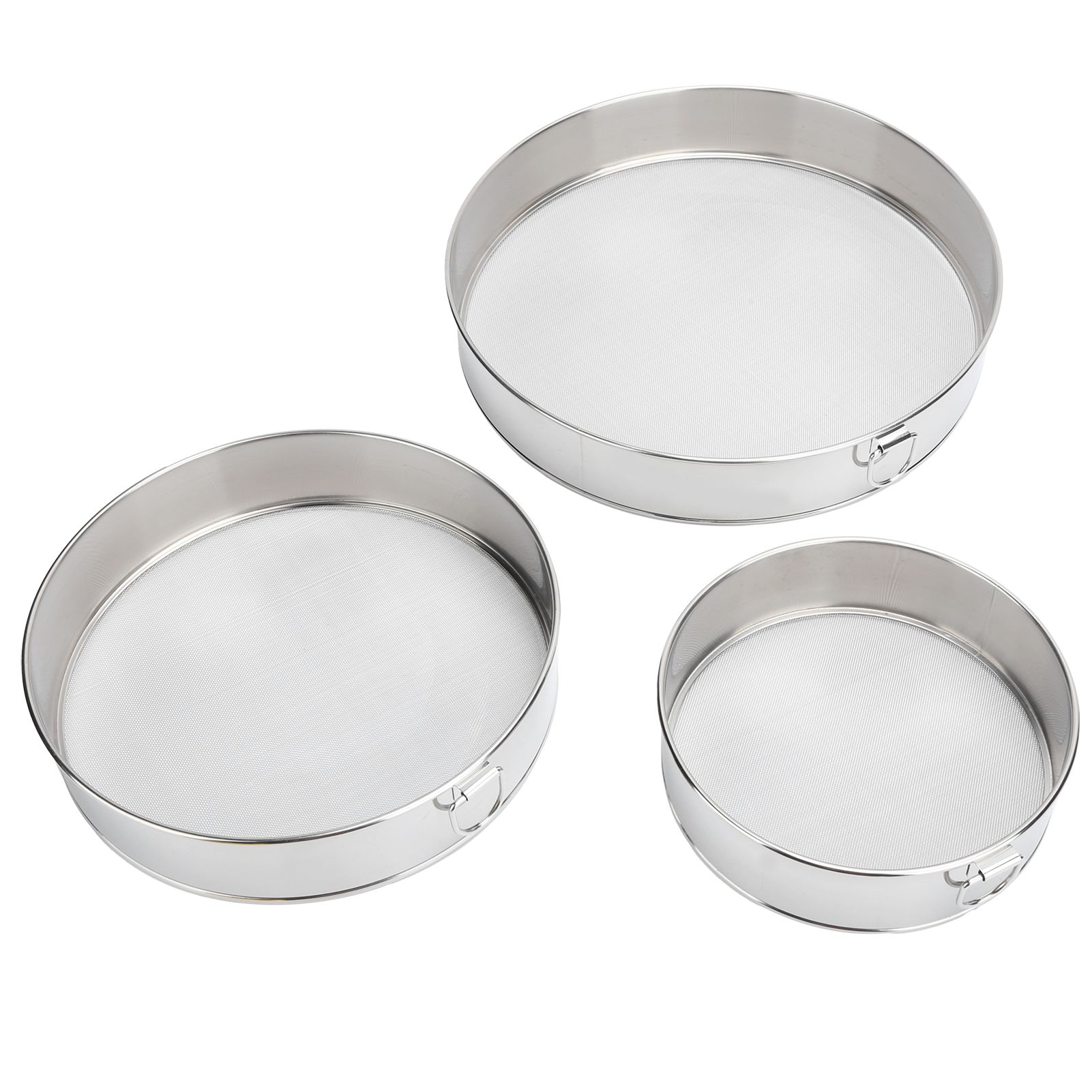3Pcs Flour Sieve Set 304 Stainless Steel Round Flour Powder Filter Sifter view 7