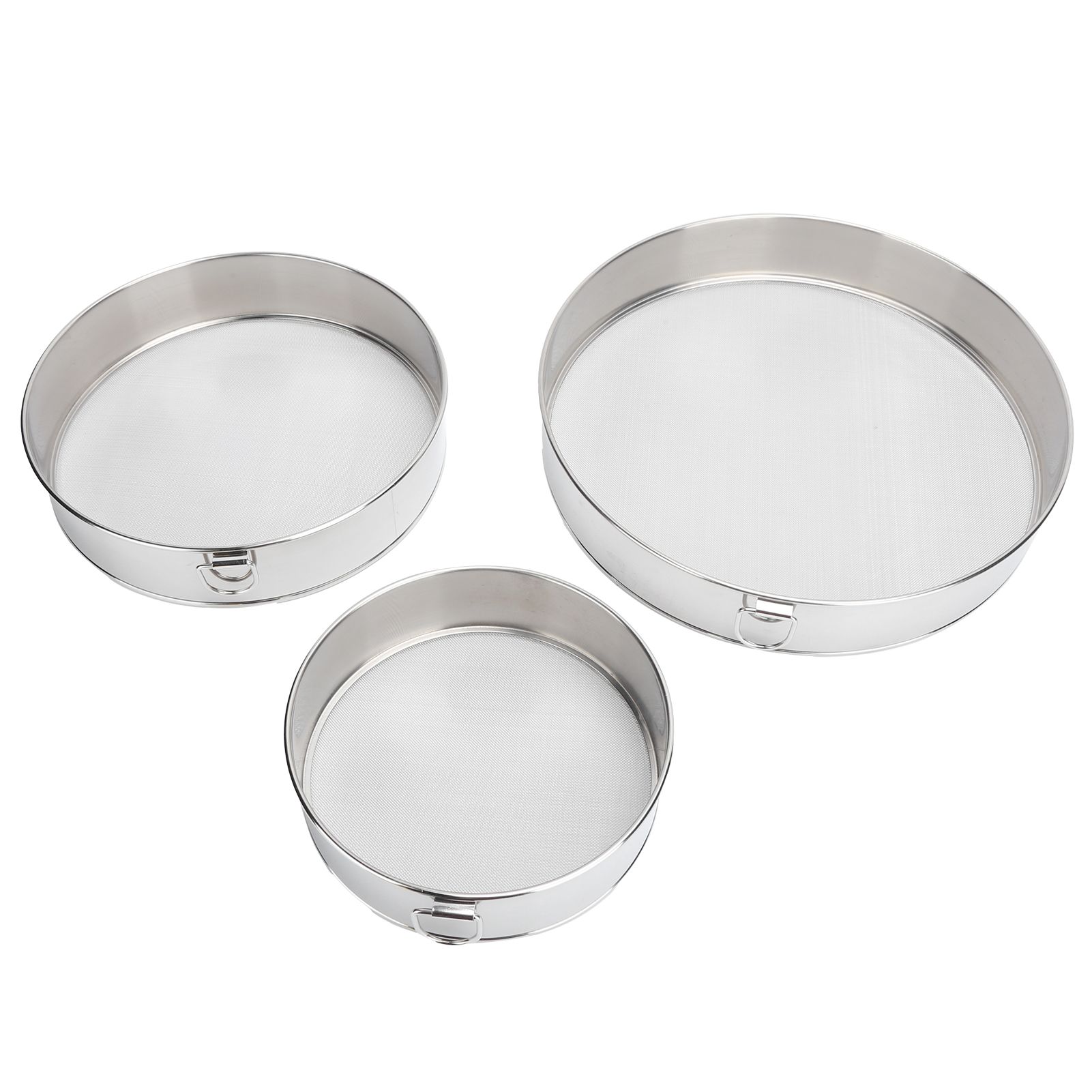 3Pcs Flour Sieve Set 304 Stainless Steel Round Flour Powder Filter Sifter view 8
