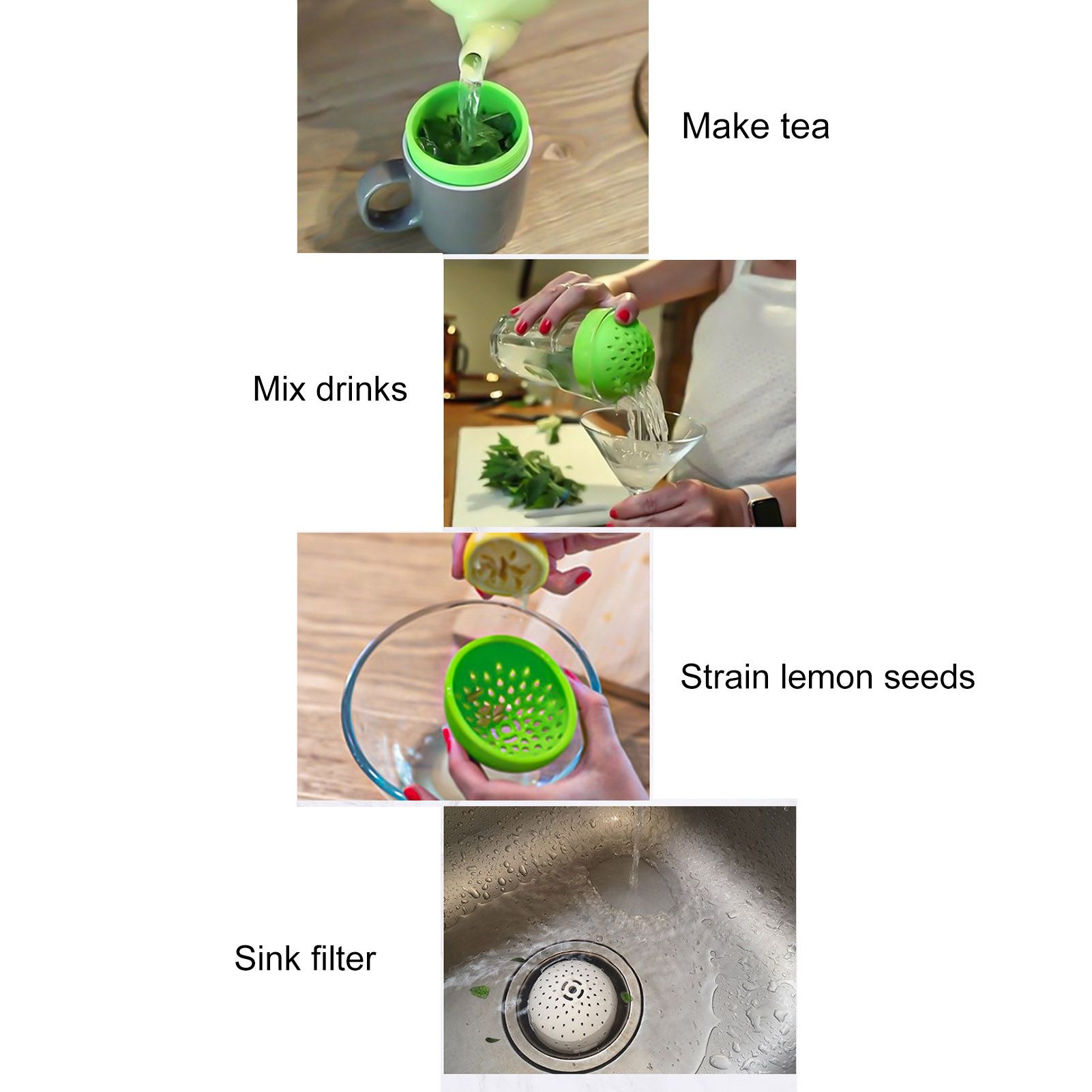 3Pcs Mini Colander Multipurpose Silicone Can Filter Cover Strainer Kitchen Gadget view 15