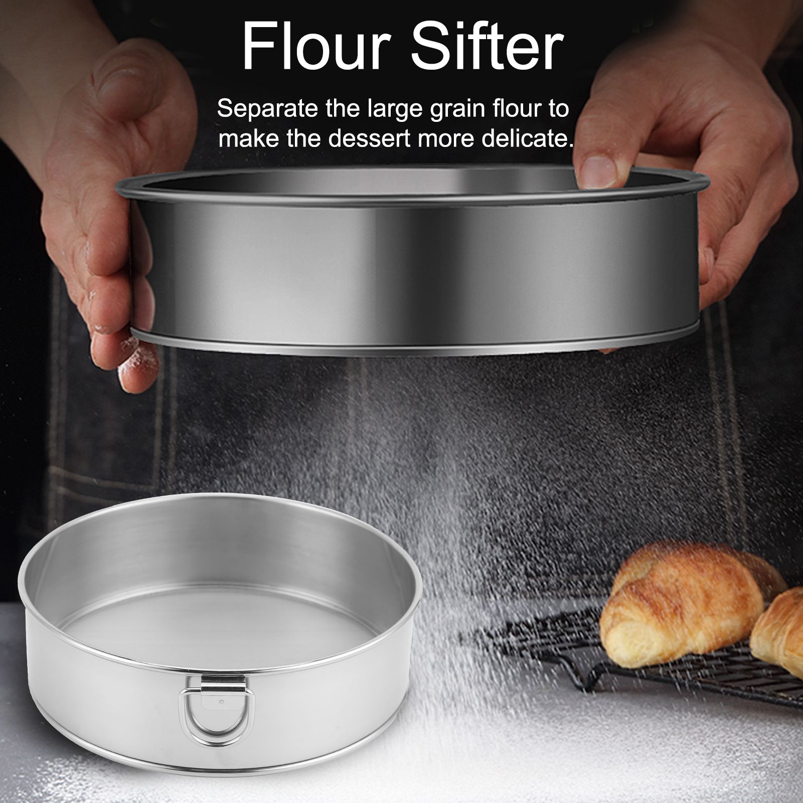 15cm Flour Sifter Strainer 304 Stainless Steel Kitchen Powdered Sugar Sieve view 14