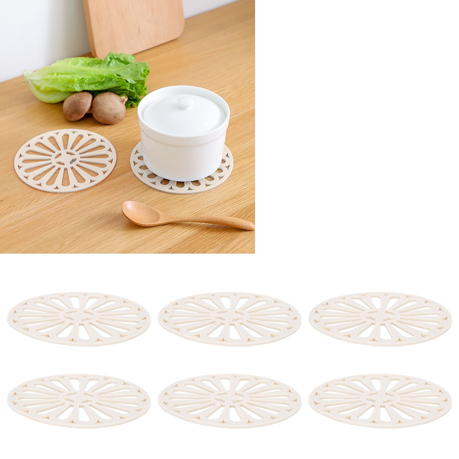 6Pcs Coaster Round Thickened Creative Insulation Pad Kitchen Table Mat view 9