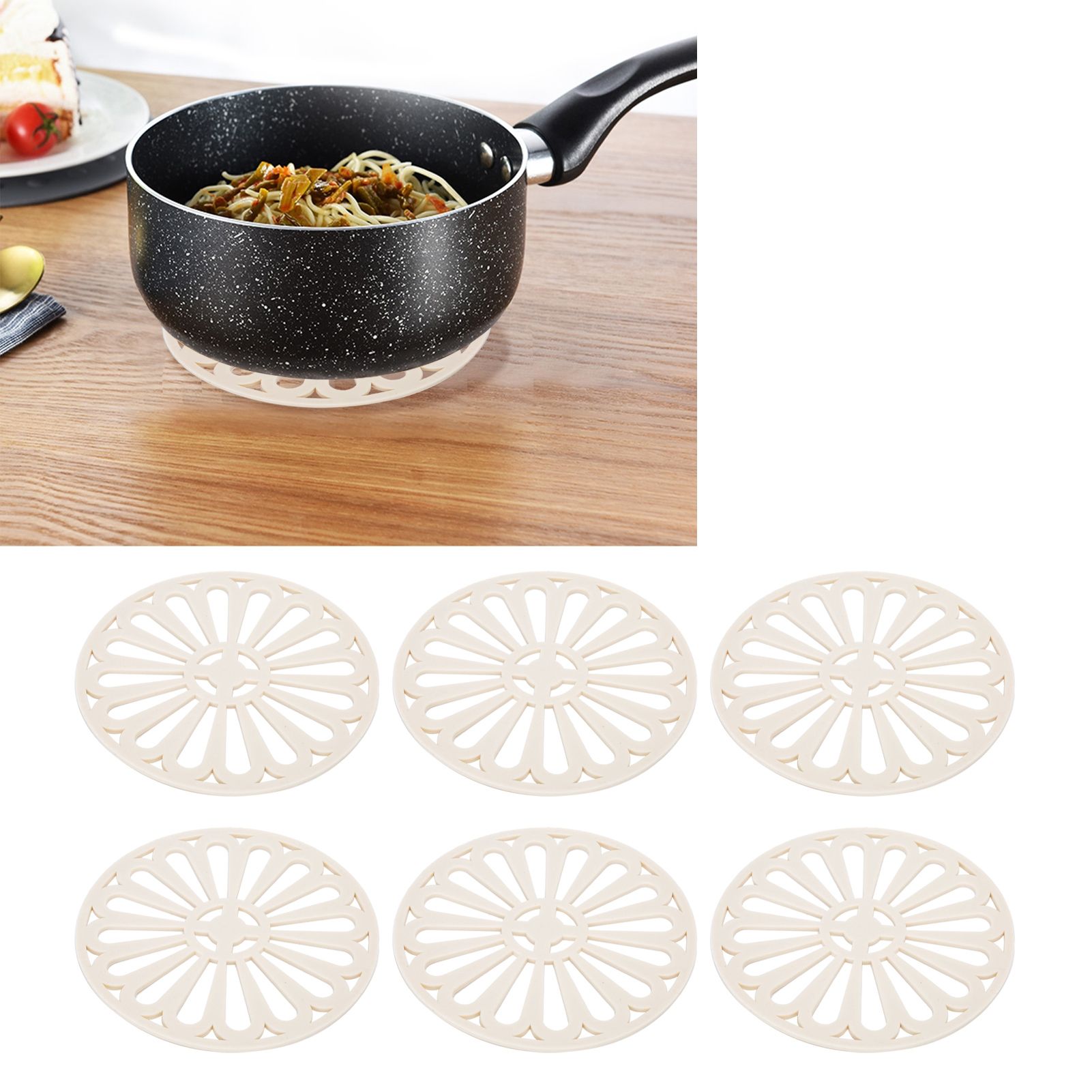 6Pcs Coaster Round Thickened Creative Insulation Pad Kitchen Table Mat view 10