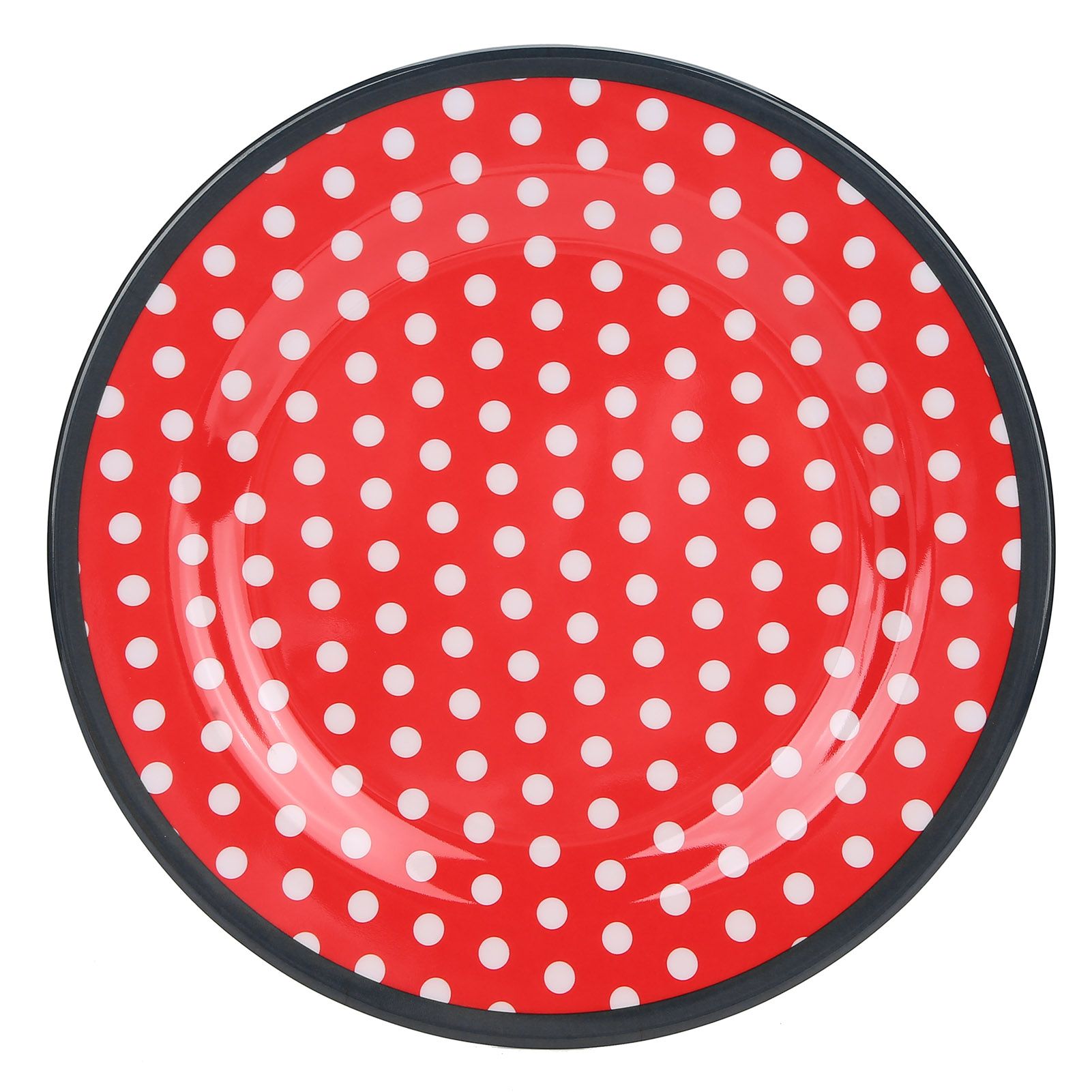 4Pcs Salad Dish Set Red Dots Imitation Porcelain Plate Fruit Food Cake Dish view 11