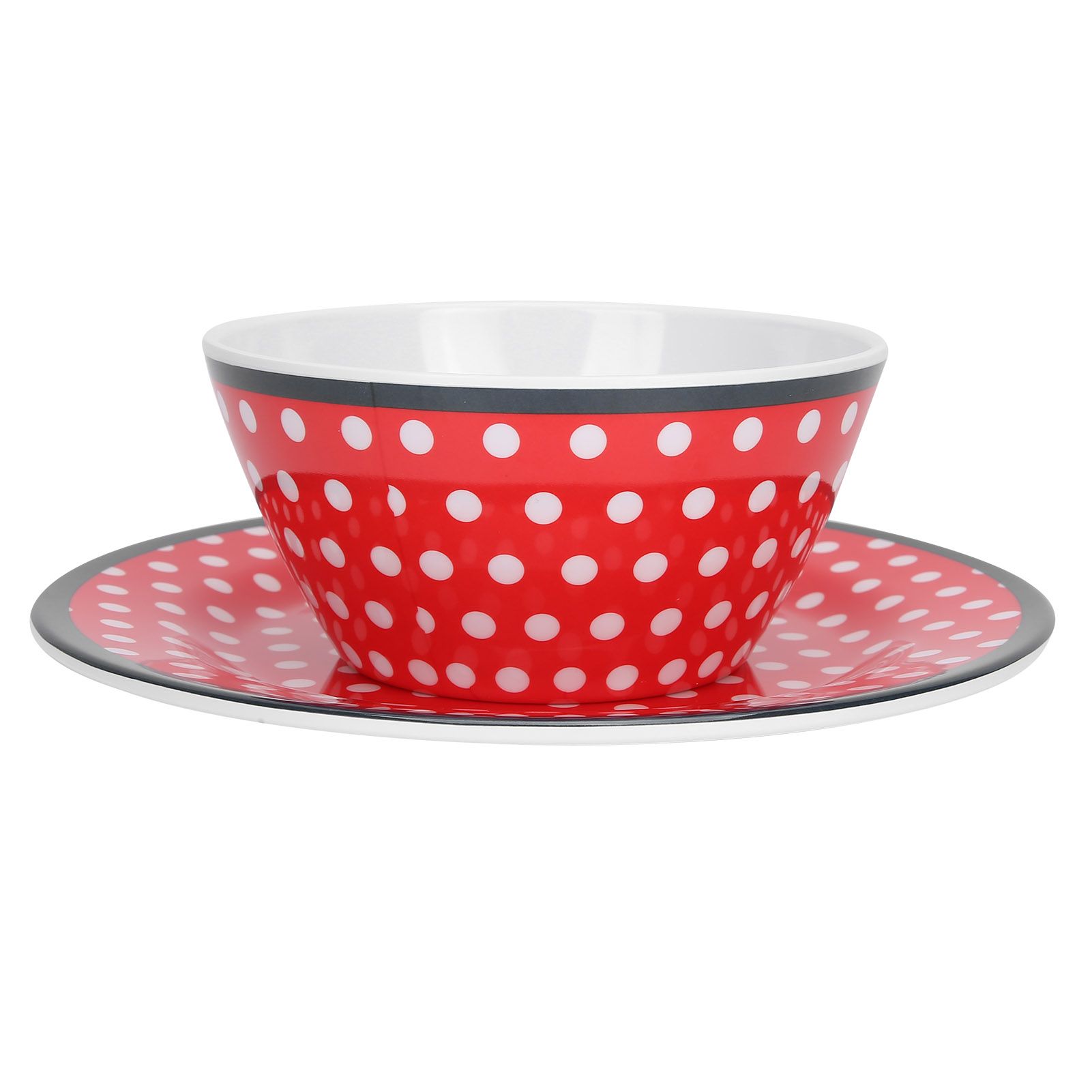 4Pcs Salad Dish Set Red Dots Imitation Porcelain Plate Fruit Food Cake Dish view 13