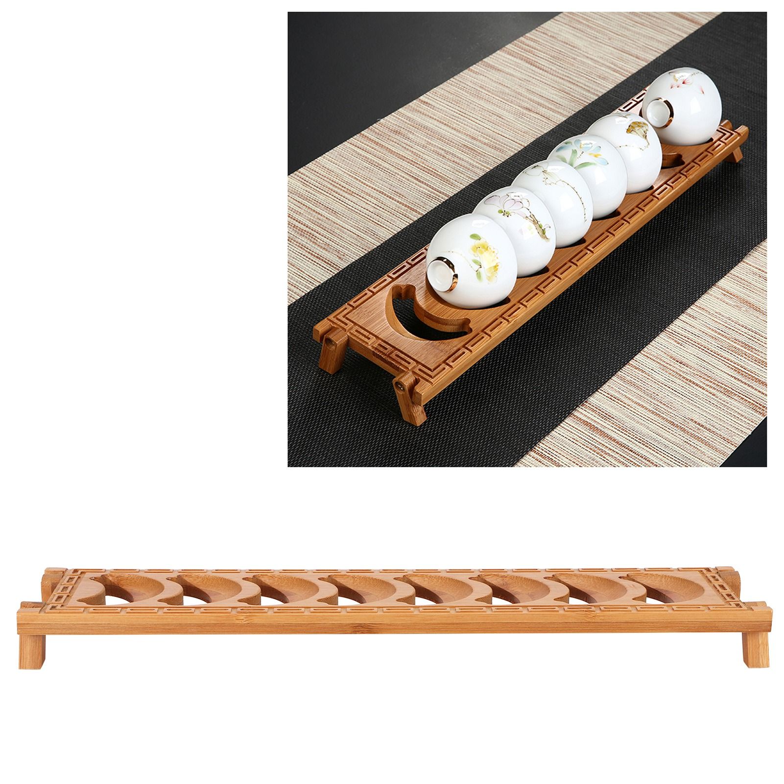 Bamboo Teacup Holder Shelf Tea Cup Draining Rack Organizer Tea Ceremony view 10