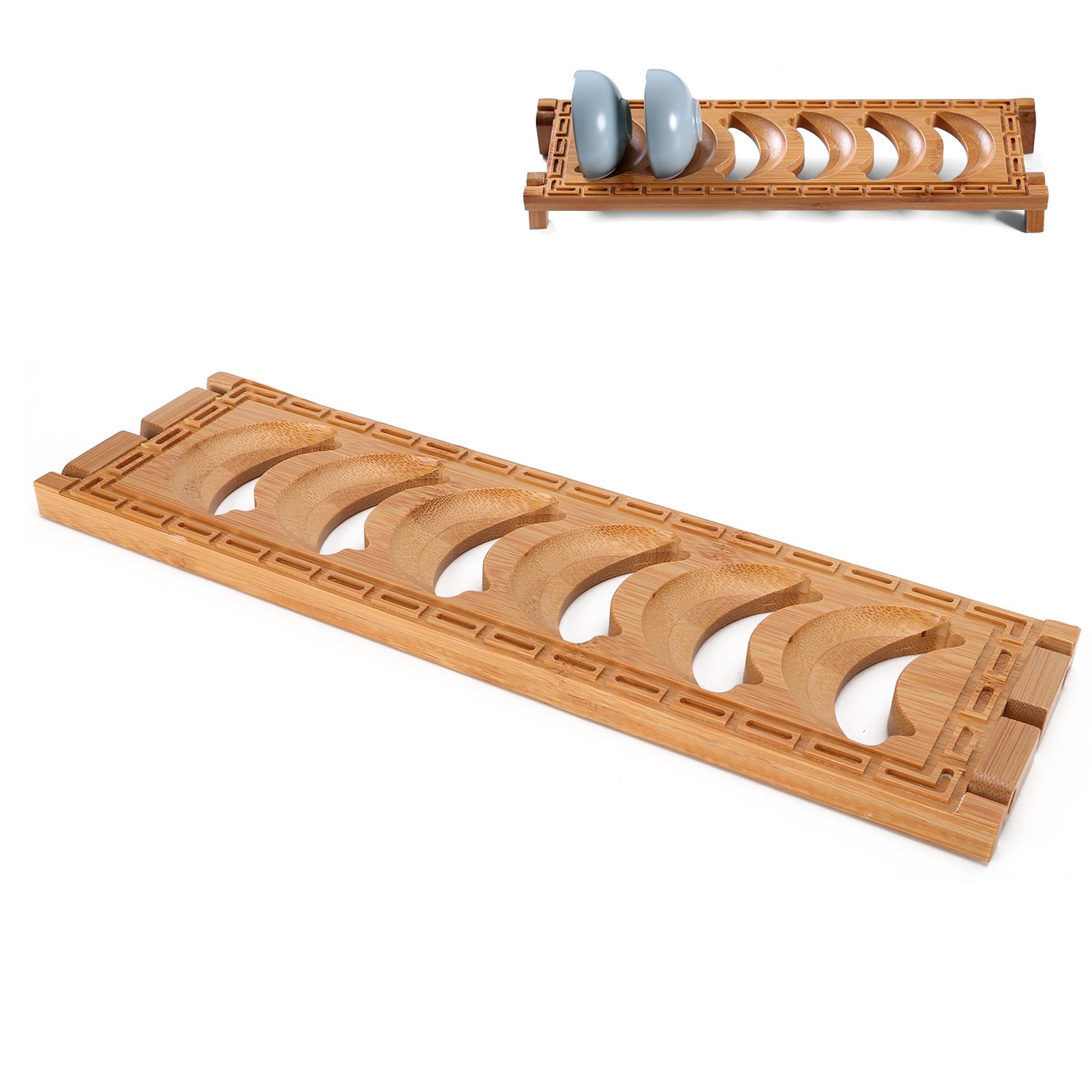 Bamboo Teacup Holder Shelf Tea Cup Draining Rack Organizer Tea Ceremony view 9