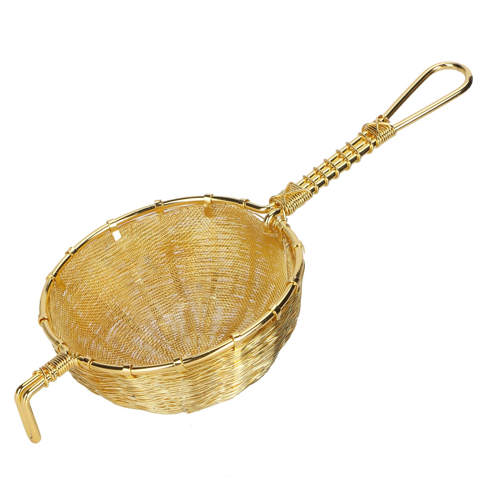 Tea Infuser Strainer Hand Made Copper Reusable Teapot Filter with Long Handle view 3
