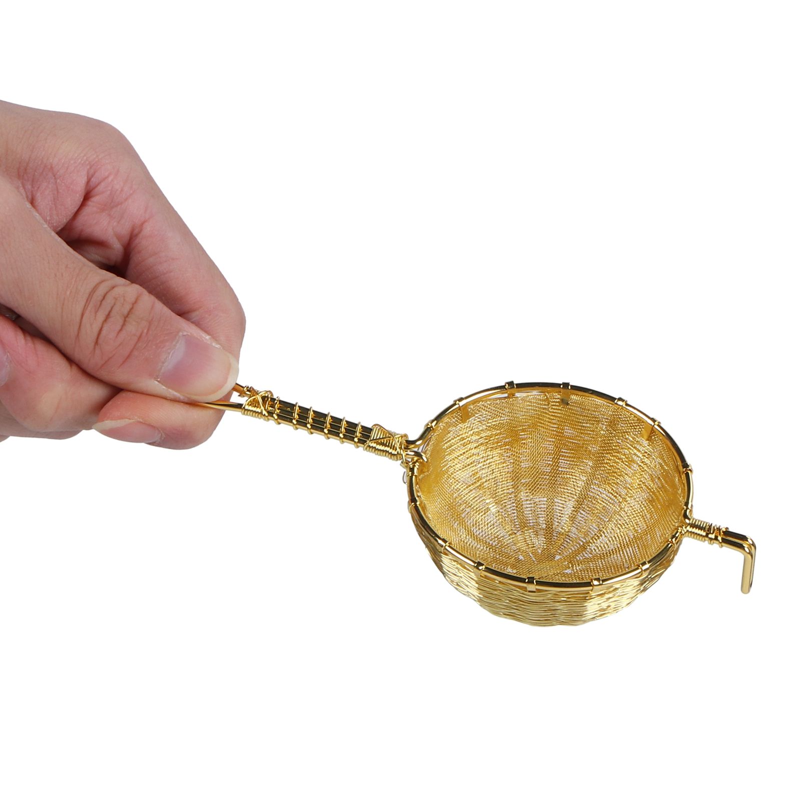 Tea Infuser Strainer Hand Made Copper Reusable Teapot Filter with Long Handle view 8