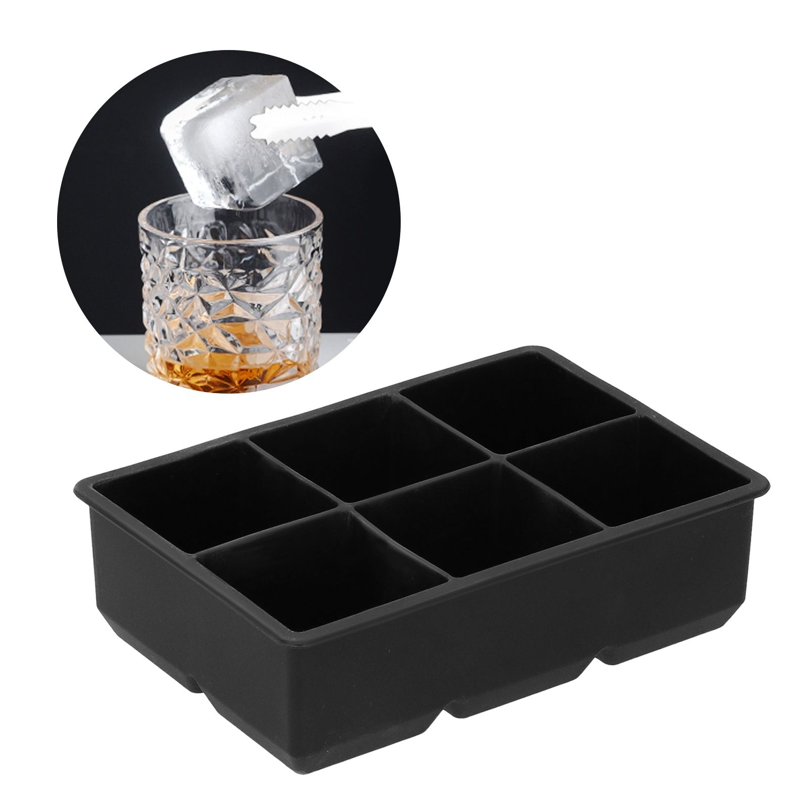 6-Grid Large Ice Cubes Maker Square Ice Cubes Tray Silicone Ice Mold Party Bar view 9