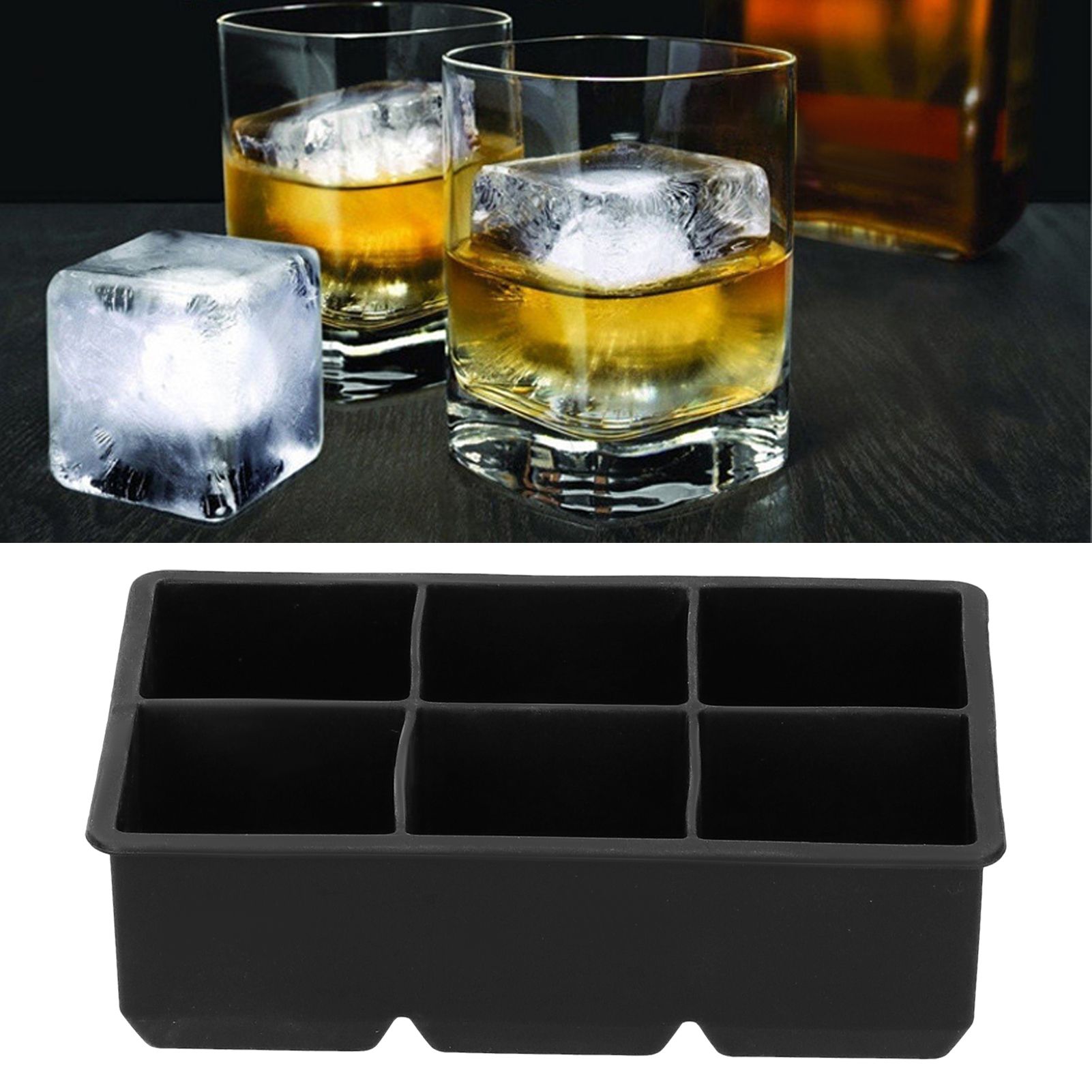 6-Grid Large Ice Cubes Maker Square Ice Cubes Tray Silicone Ice Mold Party Bar view 10
