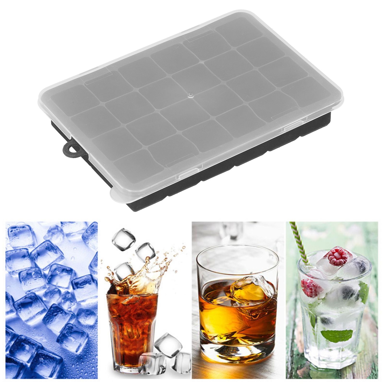 24 Grid Silicone Ice Cubes Maker Mold Square DIY Ice Maker Kitchen Bar view 10