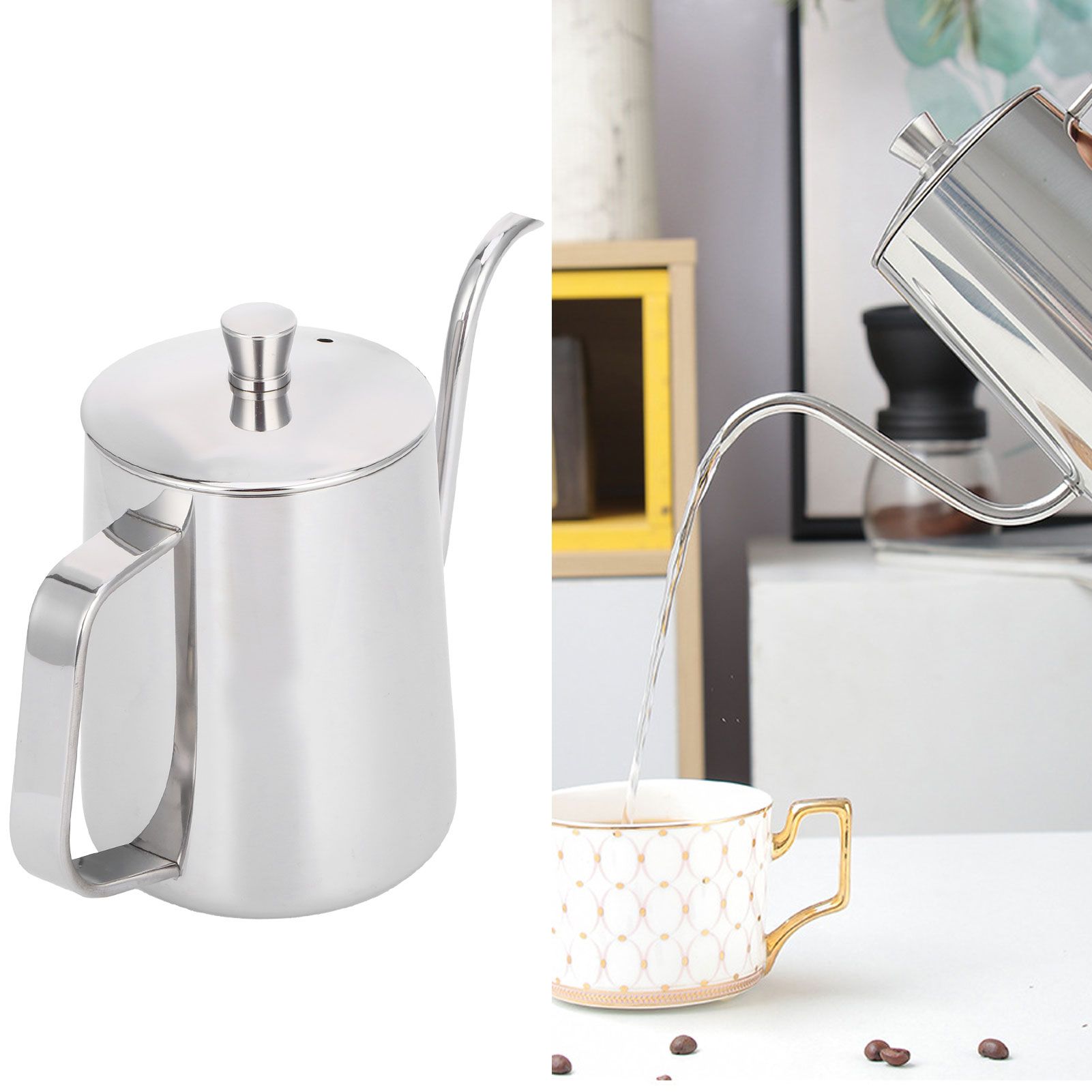 600ml Coffee Drip Kettle 304 Stainless Steel Slender Spout Thicken Coffee Pot view 10