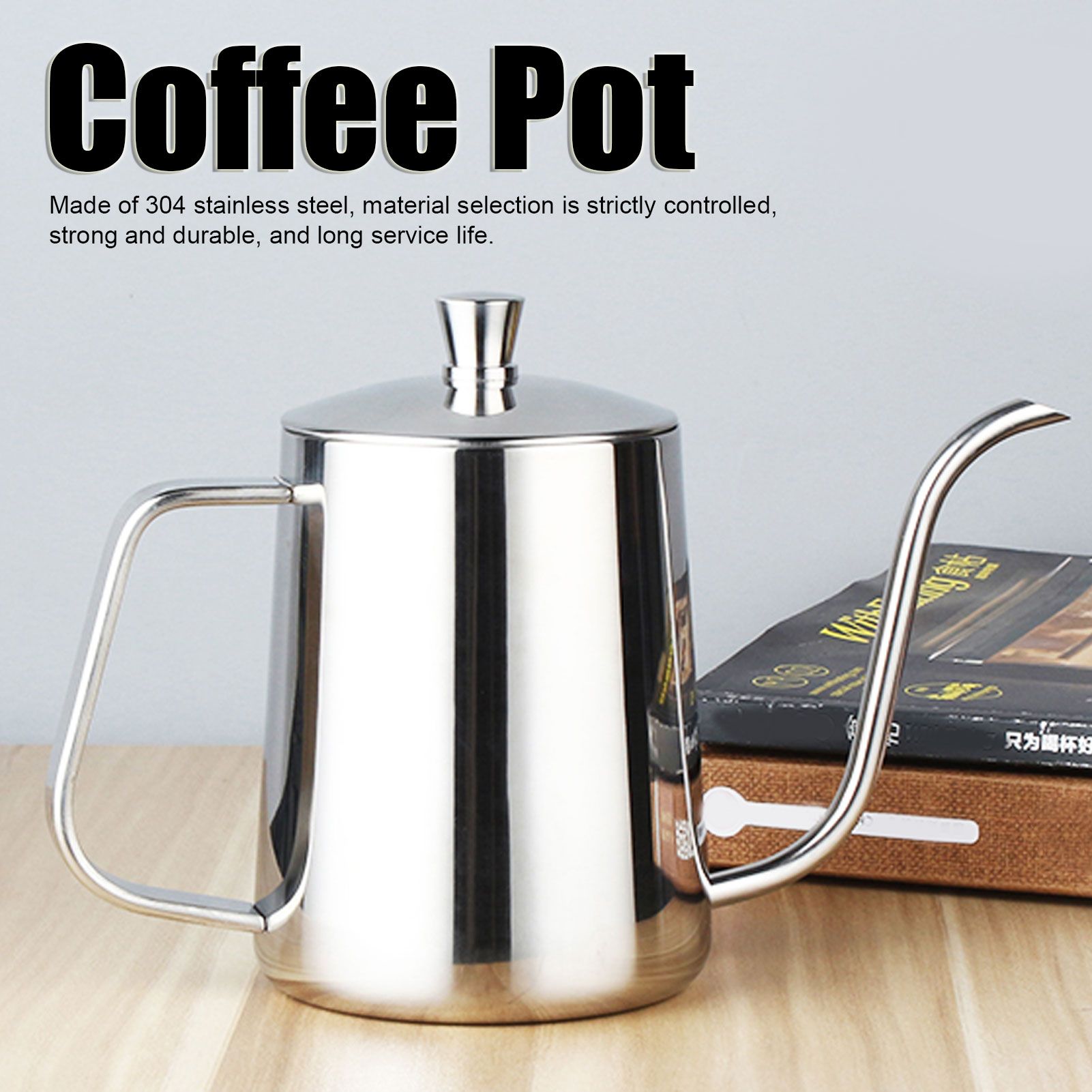 600ml Coffee Drip Kettle 304 Stainless Steel Slender Spout Thicken Coffee Pot view 15