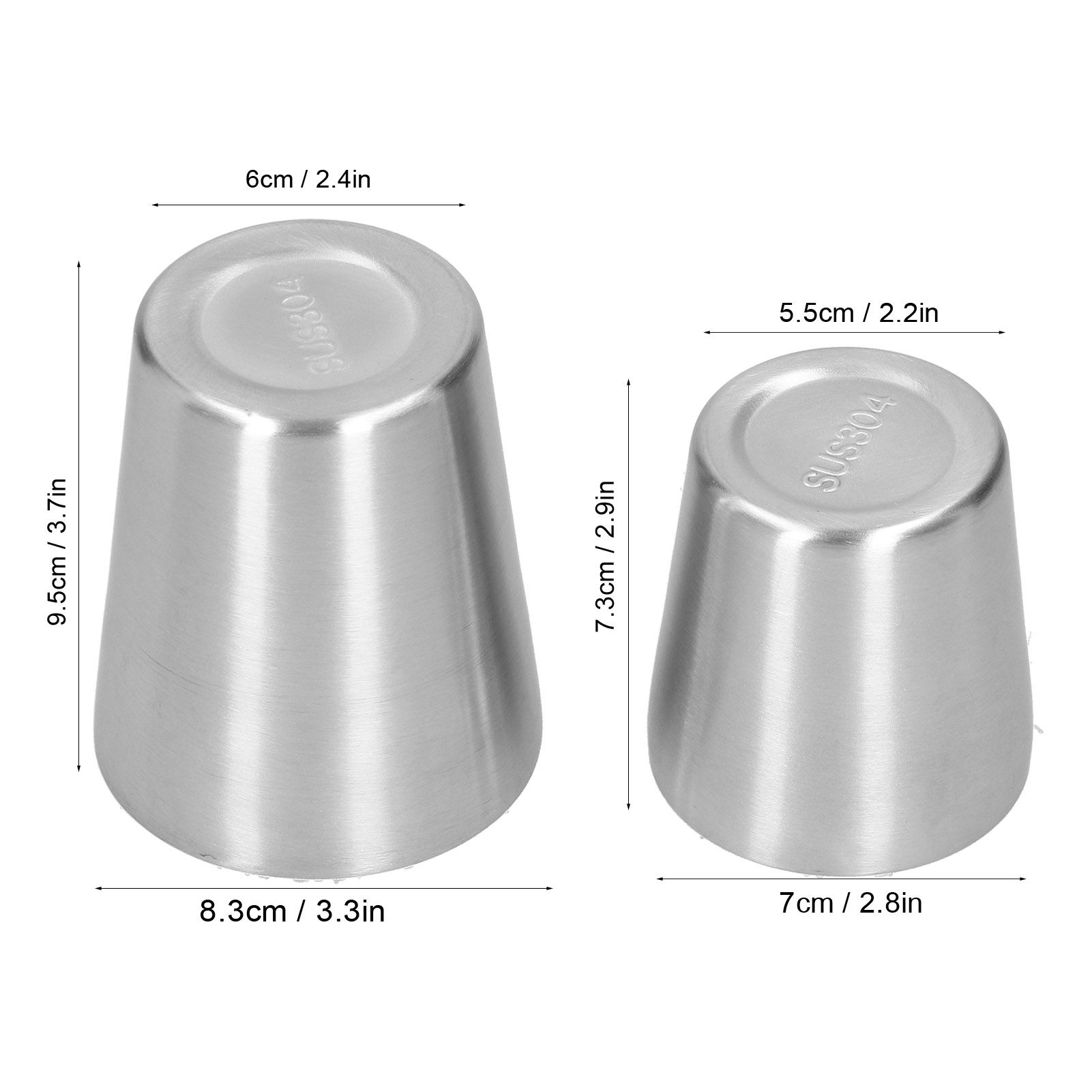 2pcs 304 Stainless Steel Mugs Double Wall Beer Wine Cups Coffee Mug (180ml 300ml) view 12