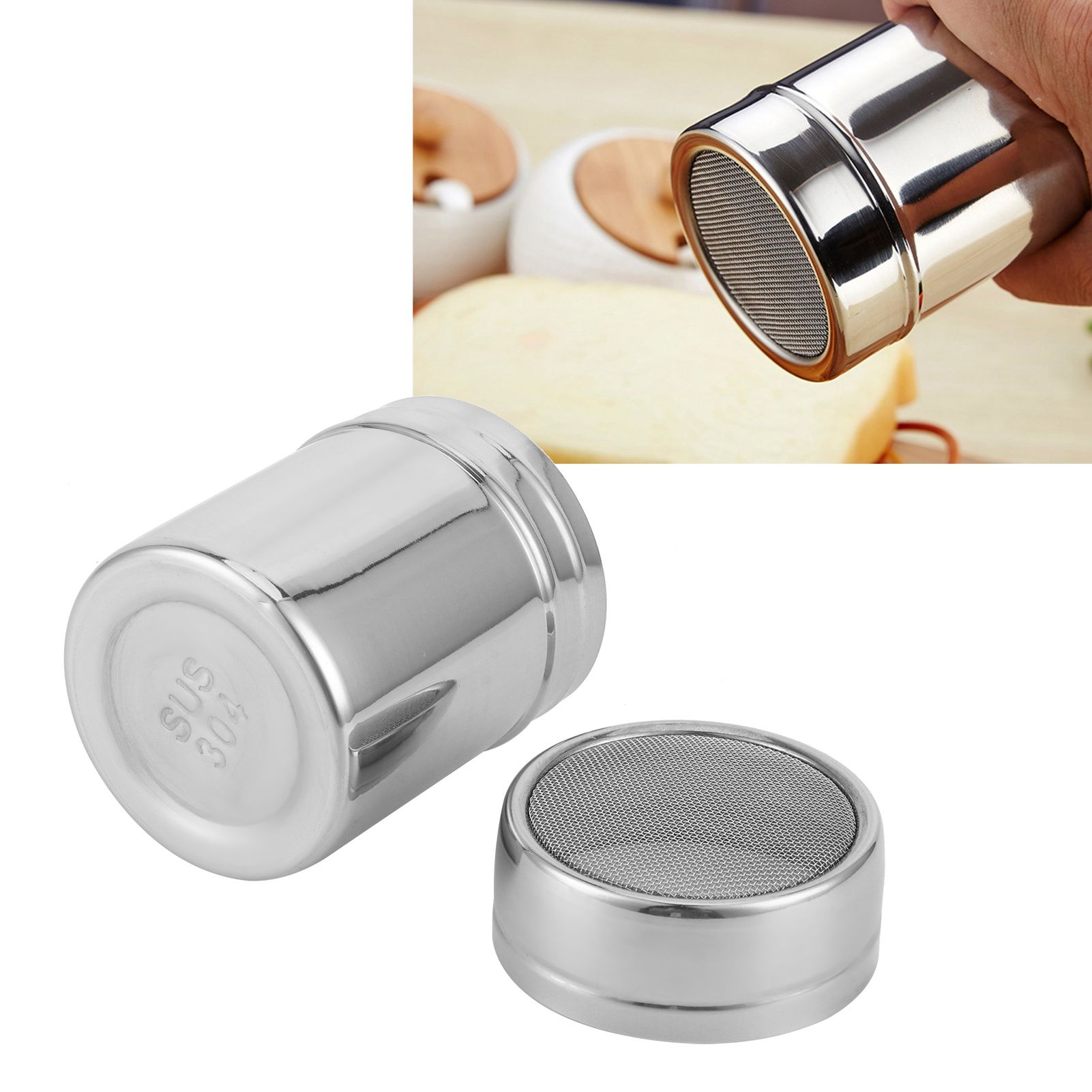 Stainless Steel Fine Mesh Powder Shaker Chocolate Coffee Sifter for Kitchen view 10