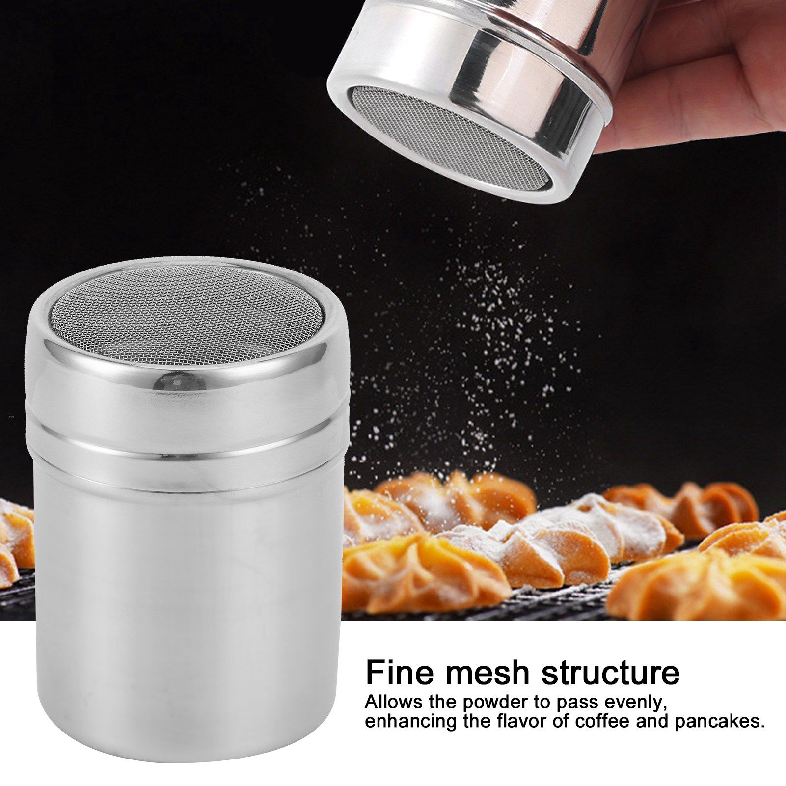 Stainless Steel Fine Mesh Powder Shaker Chocolate Coffee Sifter for Kitchen view 14