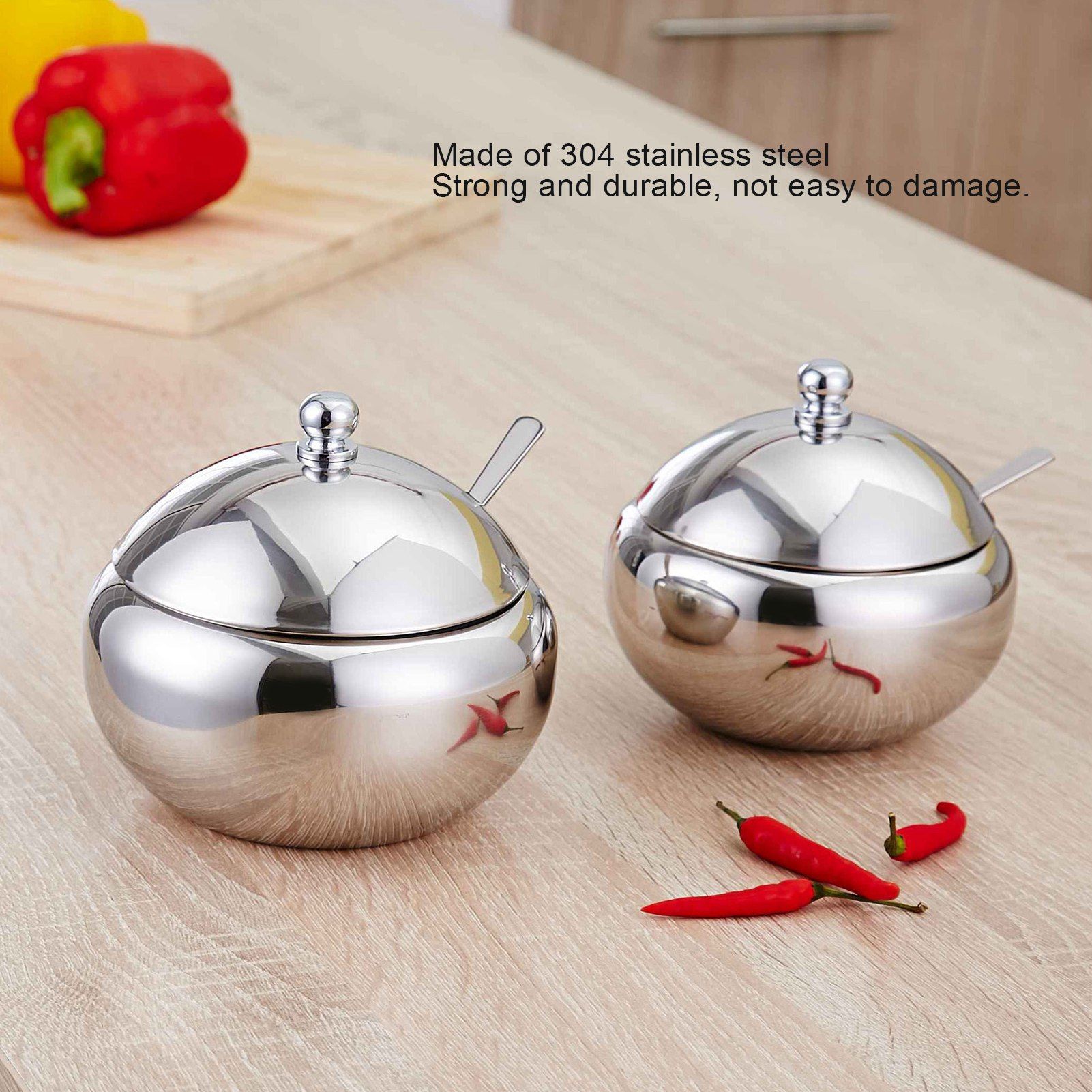 Seasoning Box 304 Stainless Steel Sugar Salt Bowl Container Household Supplies view 14