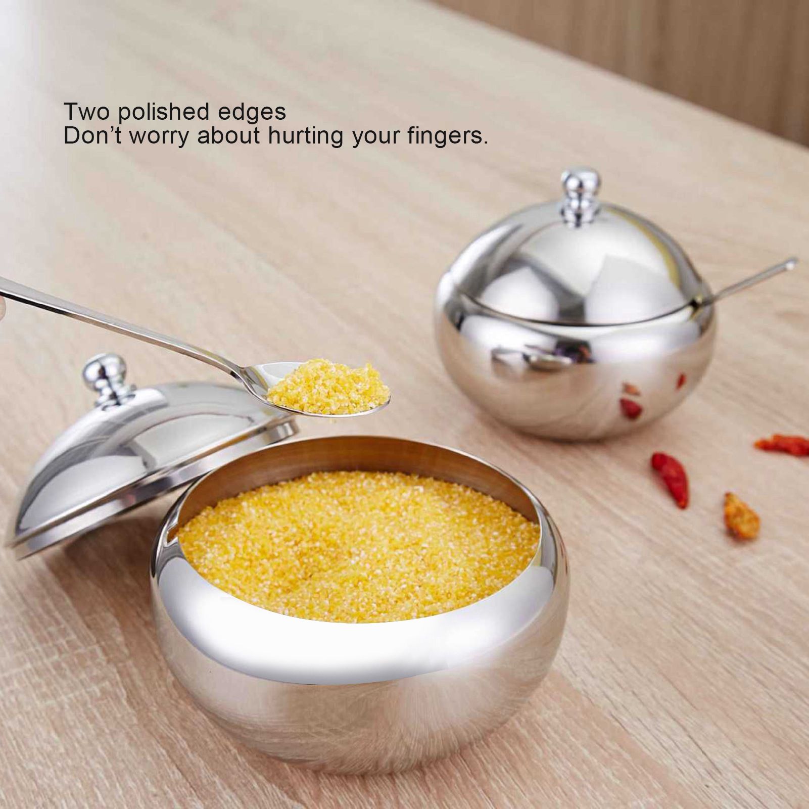 Seasoning Box 304 Stainless Steel Sugar Salt Bowl Container Household Supplies view 15