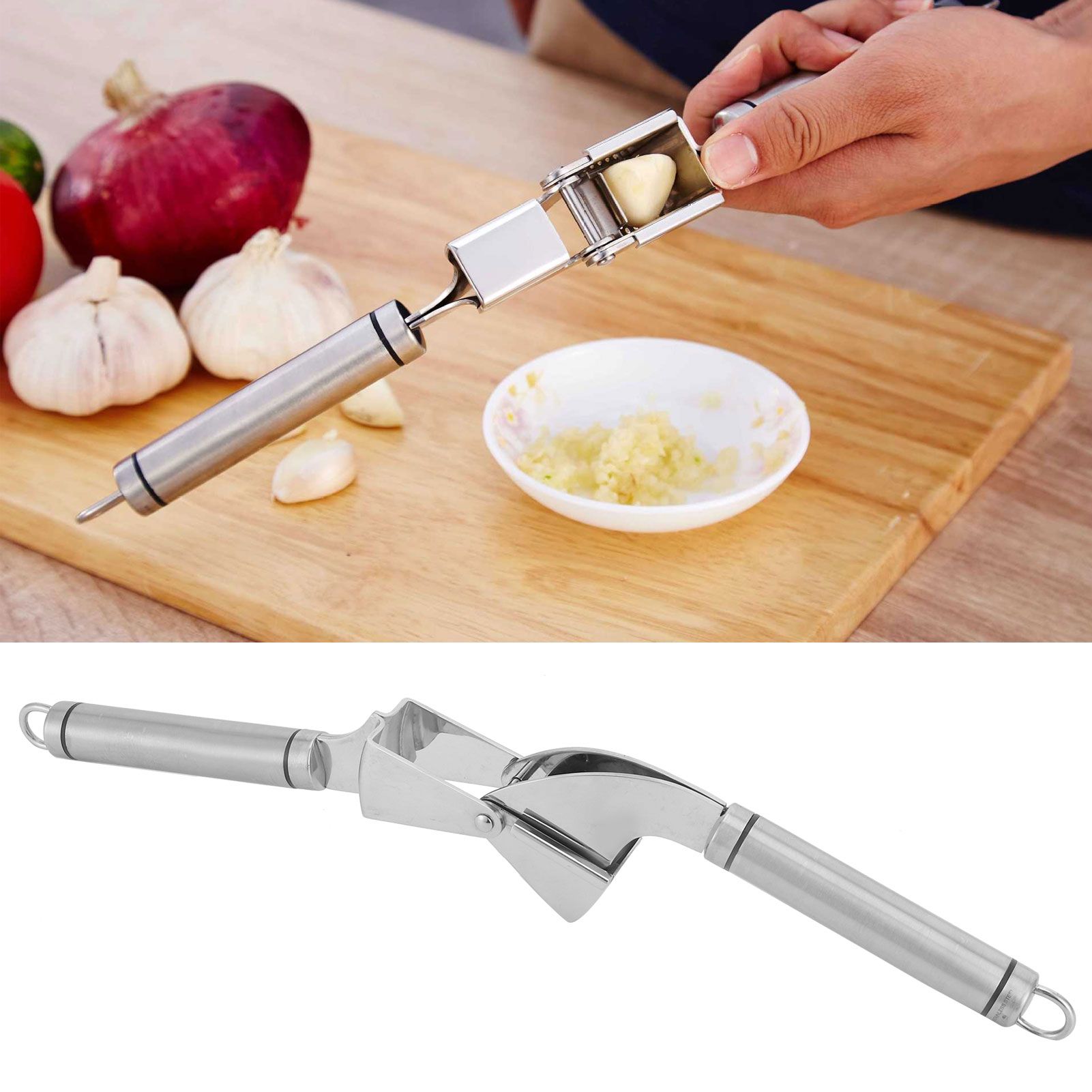 Manual Garlic Press Mincer 304 Stainless Steel Garlic Chopper Squeezer Kitchen view 9
