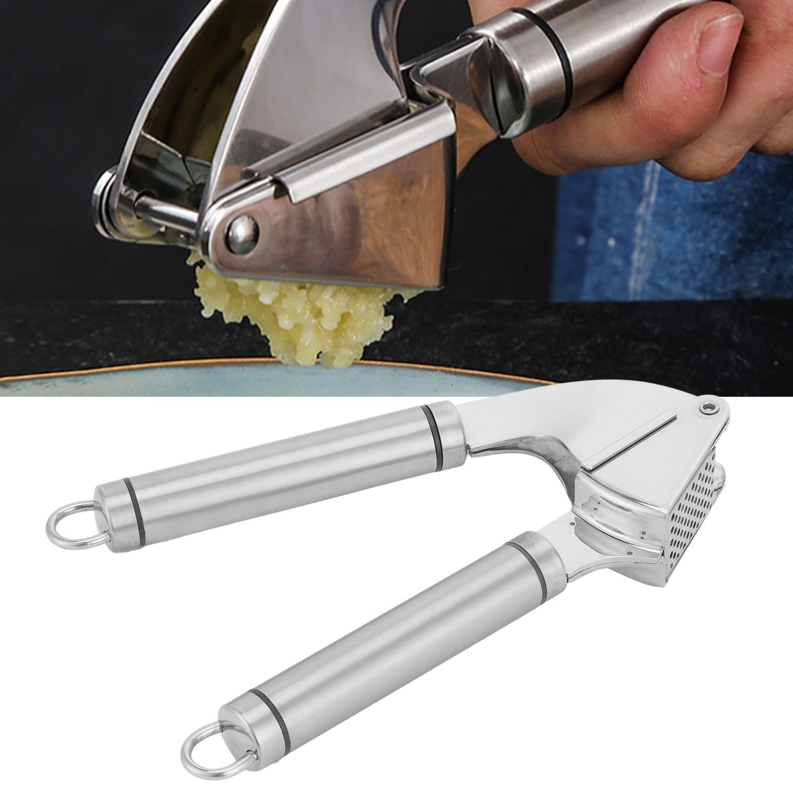 Manual Garlic Press Mincer 304 Stainless Steel Garlic Chopper Squeezer Kitchen view 10