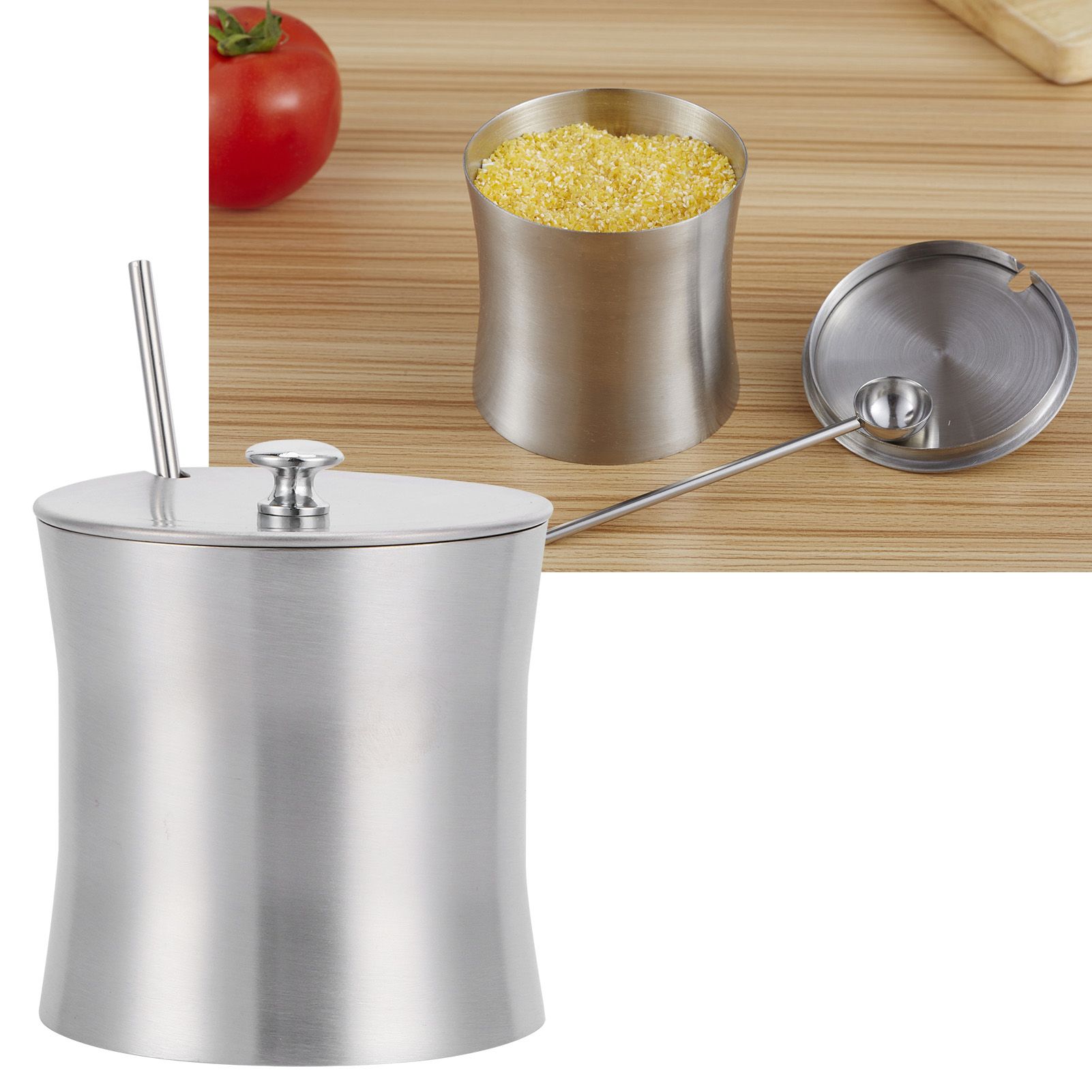 Stainless Steel Seasoning Pot Can Spice Condiment Bottle Pot Jar with Cover Spoon view 10