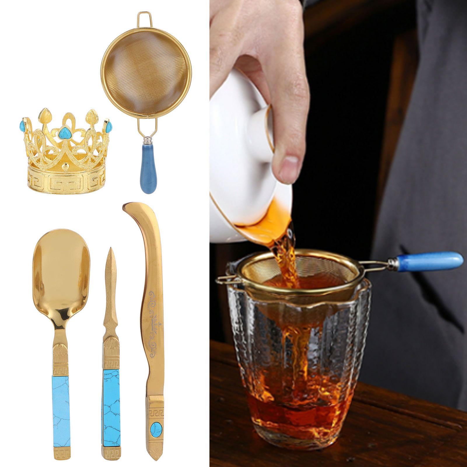 Tea Ceremony Set 304 Stainless Steel Tea Spoon Needle Clip Filter Kit Kung Fu view 10