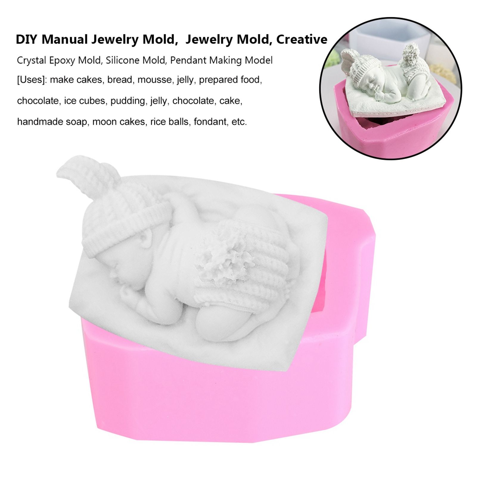 Sleeping Baby Shape Mold Silicone Soap Mold for Fondant Cake Decorating Baking view 14