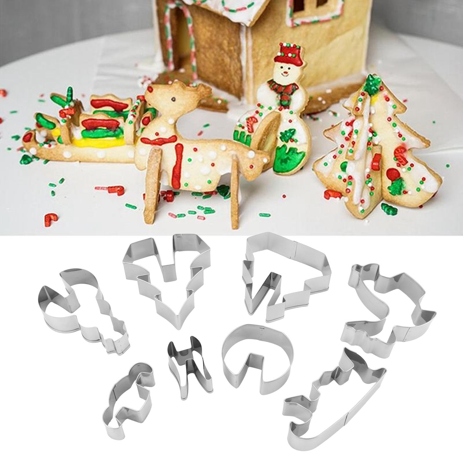 8Pcs Cookies Cutter Set Large Size Christmas Biscuits Mold Cutting Tool Baking view 10
