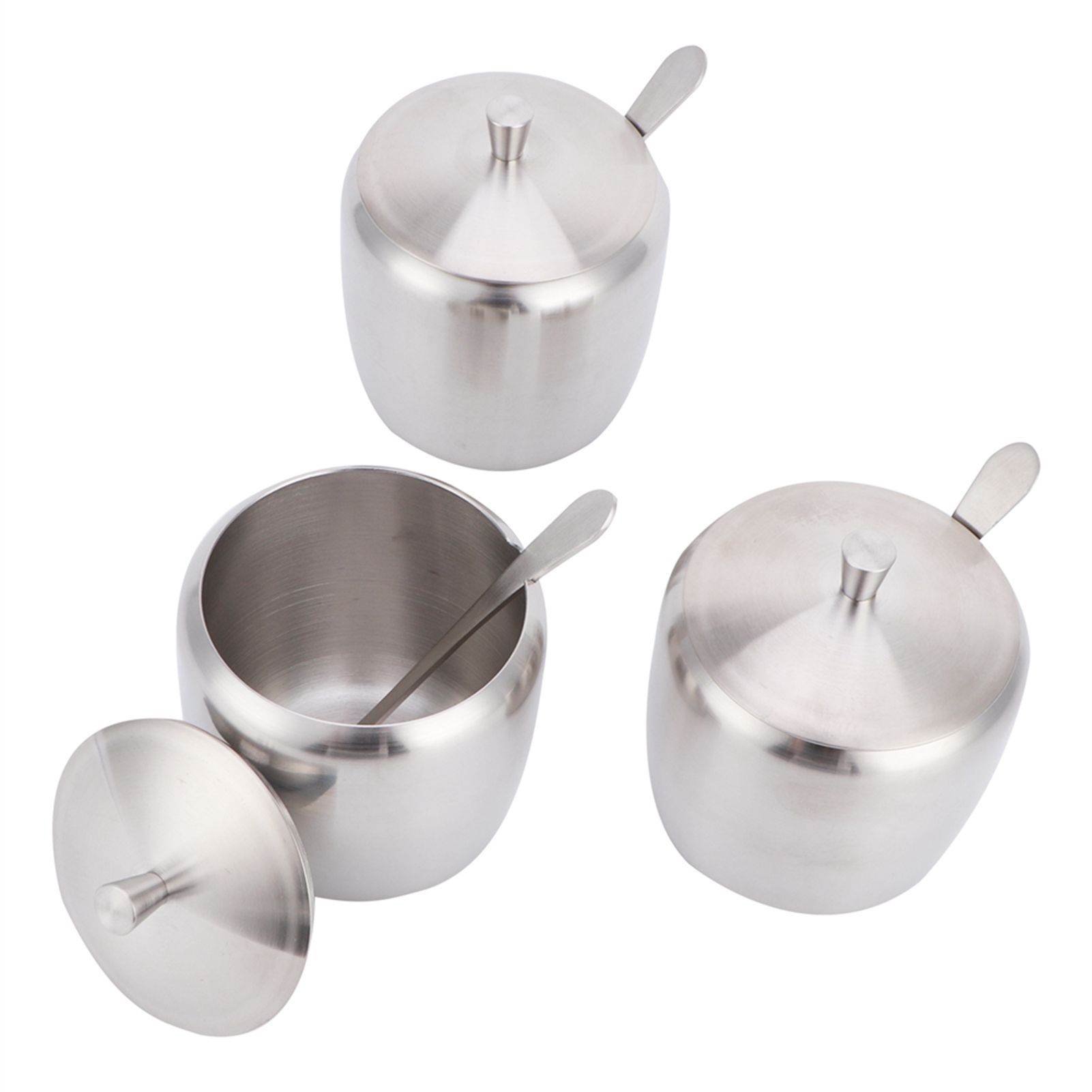 304 Stainless Steel Condiment Pot Spice Container Salt Sugar Box Storage Spice view 5