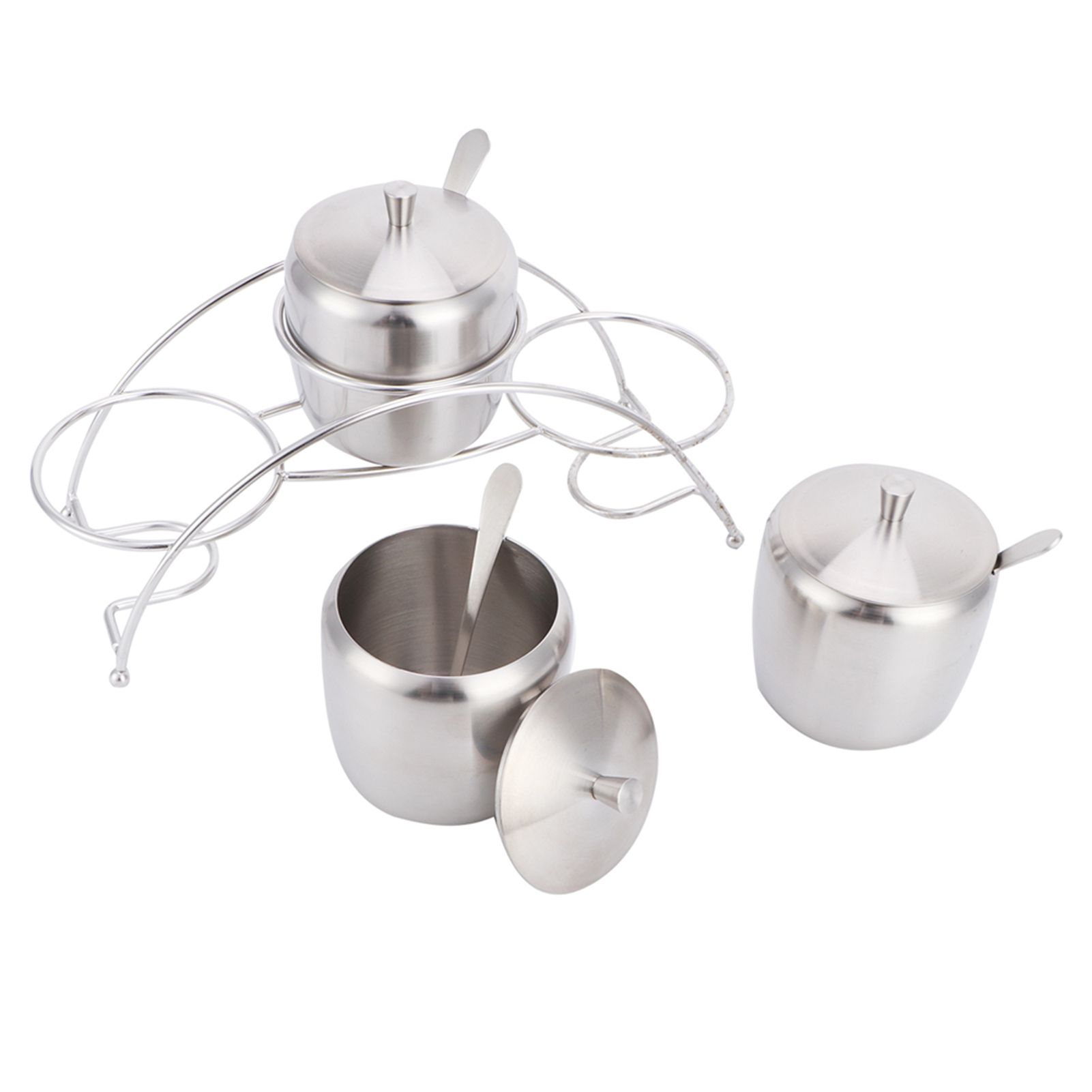 304 Stainless Steel Condiment Pot Spice Container Salt Sugar Box Storage Spice view 6