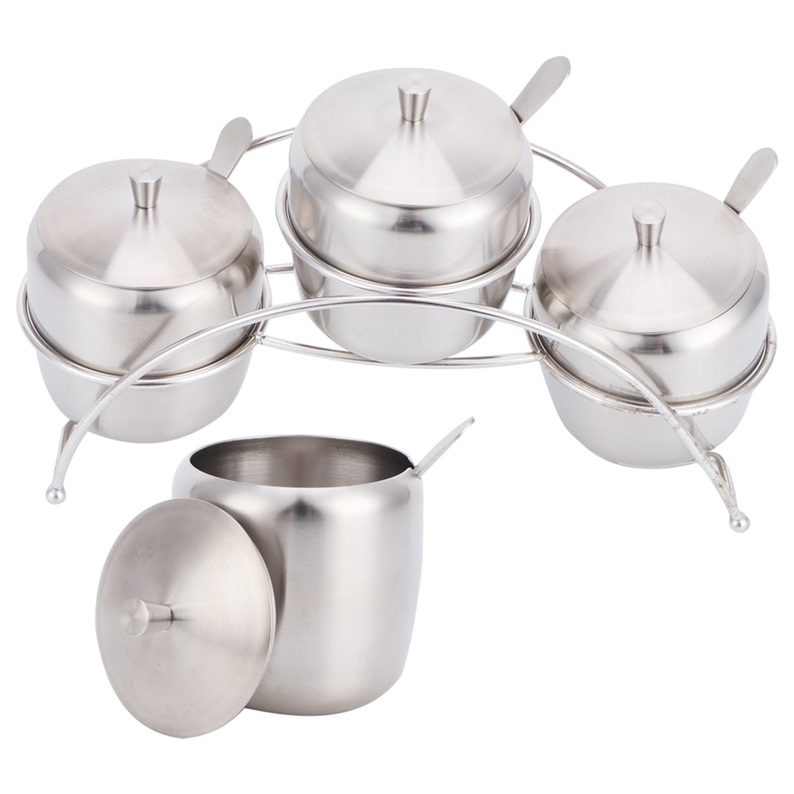 304 Stainless Steel Condiment Pot Spice Container Salt Sugar Box Storage Spice view 7