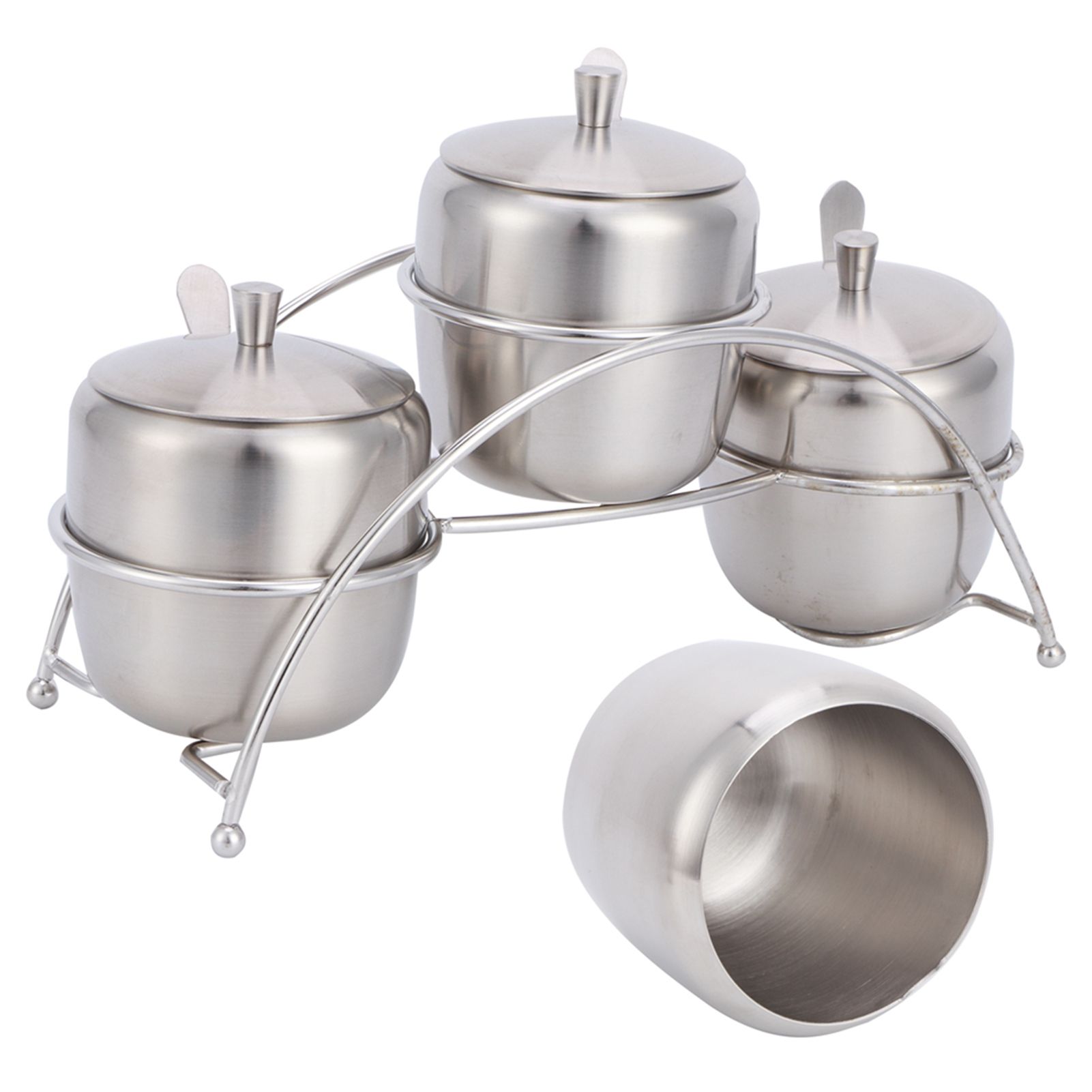 304 Stainless Steel Condiment Pot Spice Container Salt Sugar Box Storage Spice view 8