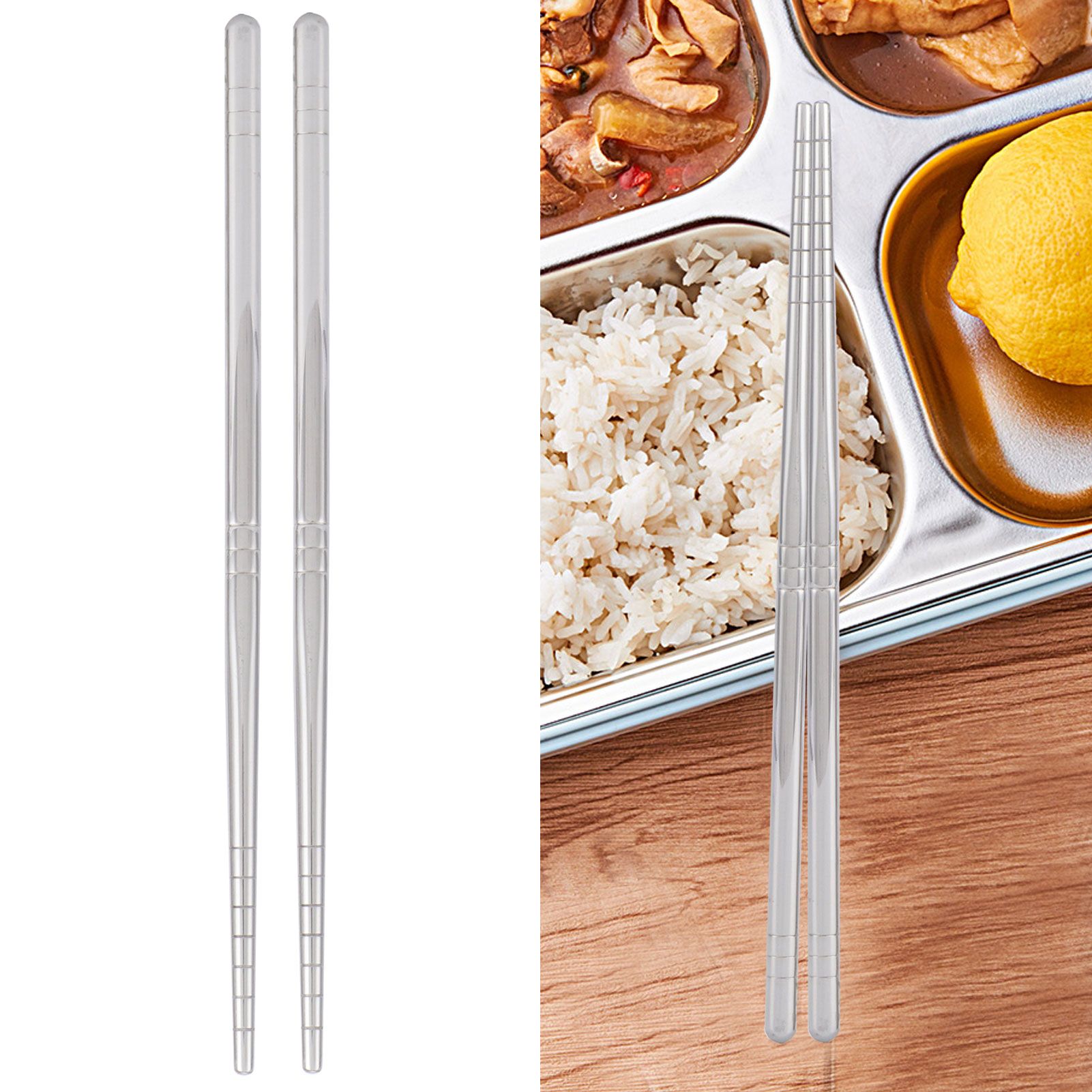 1 Pair Chopsticks 304 Stainless Steel Chopsticks Tableware Cutlery Kitchen view 9