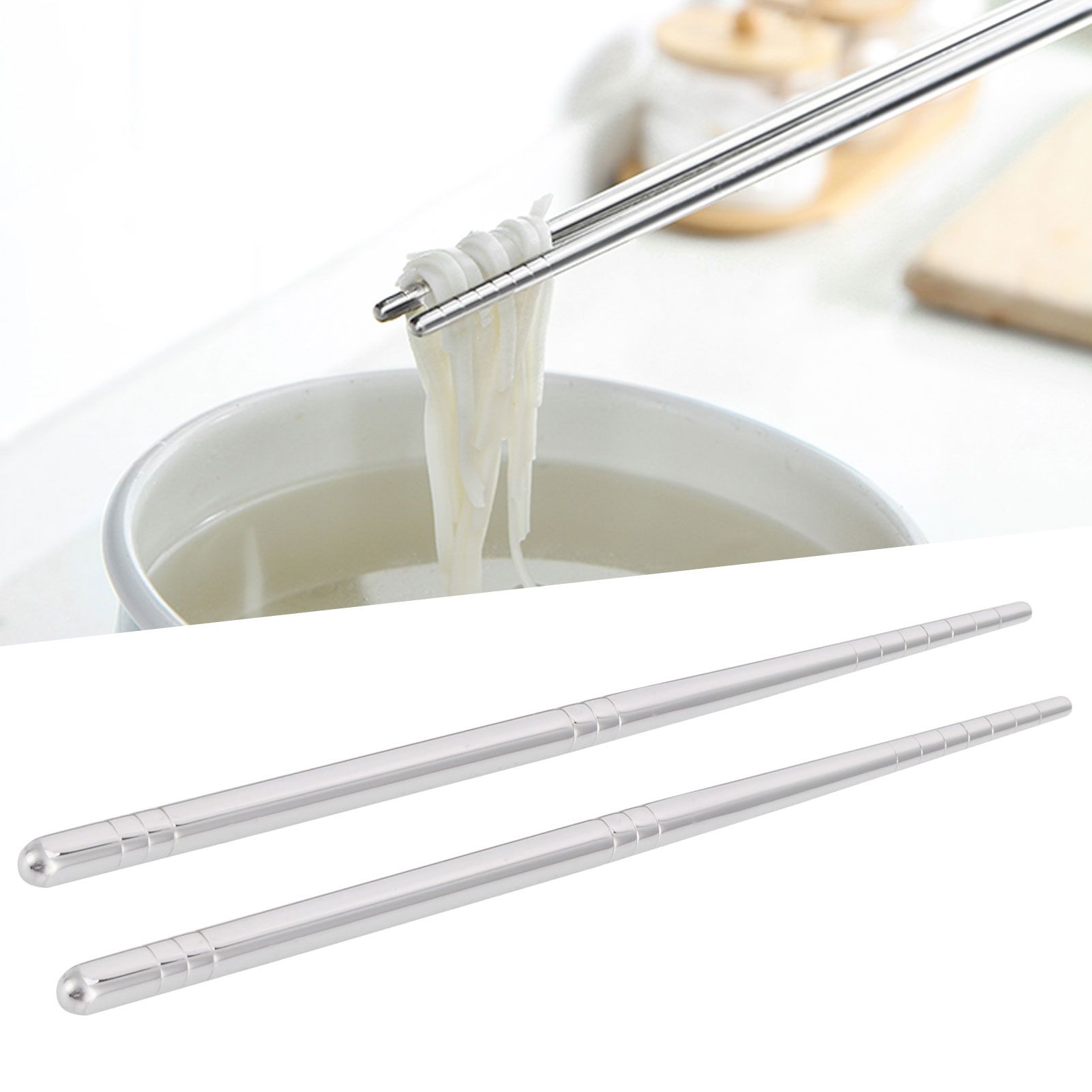 1 Pair Chopsticks 304 Stainless Steel Chopsticks Tableware Cutlery Kitchen view 10