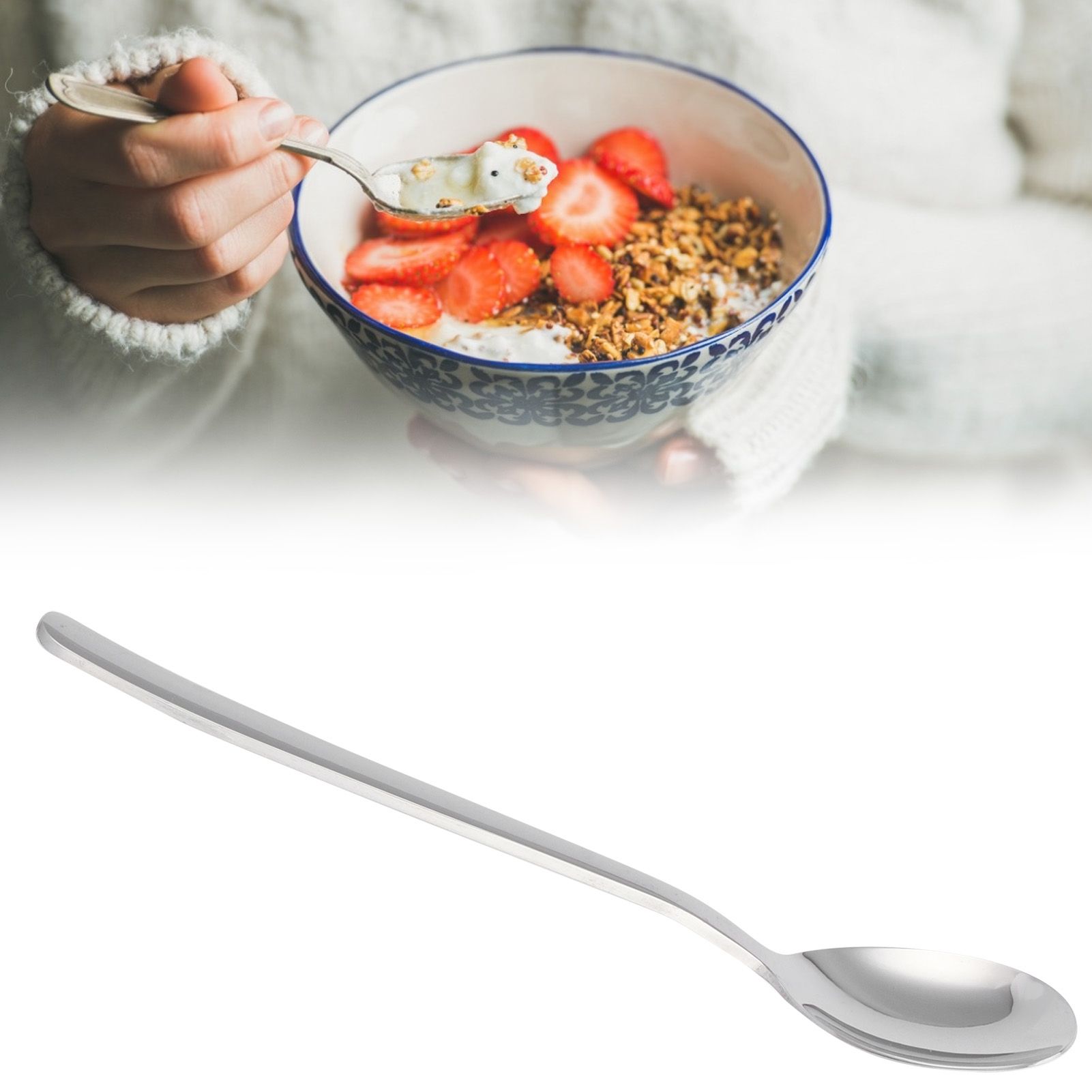 Food Spoon Portable 304 Stainless Steel Spoon Tableware Cutlery for Home view 10
